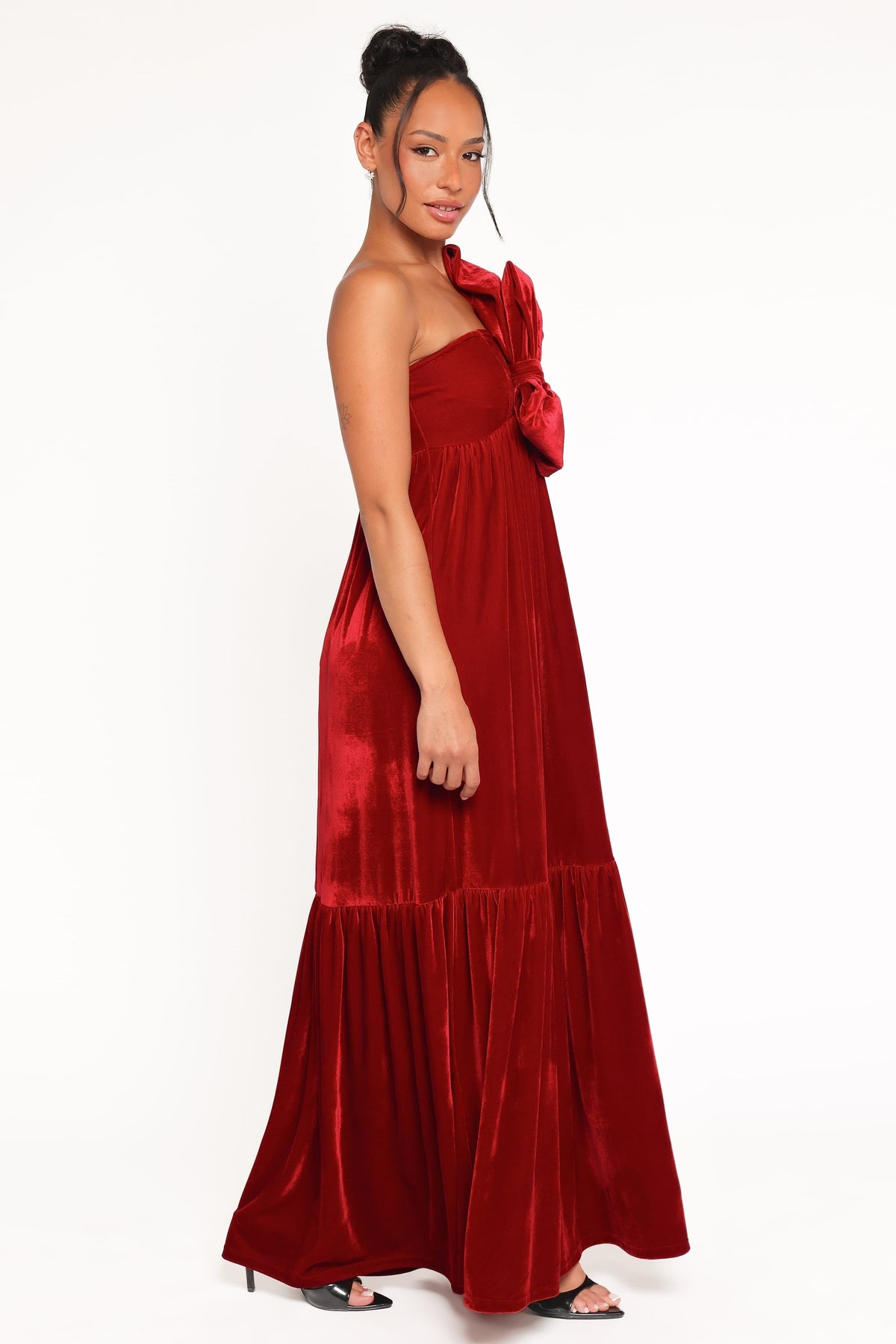 Betina Bow Front Maxi Dress in Red Velvet – view 4 of 7
