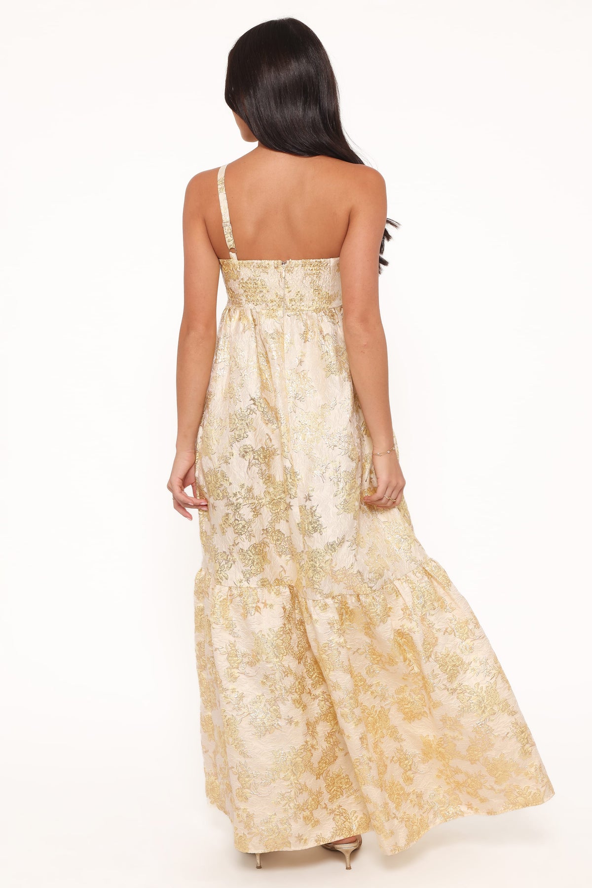 Betina Bow Front Maxi Dress in Yellow Brocade – view 5 of 7