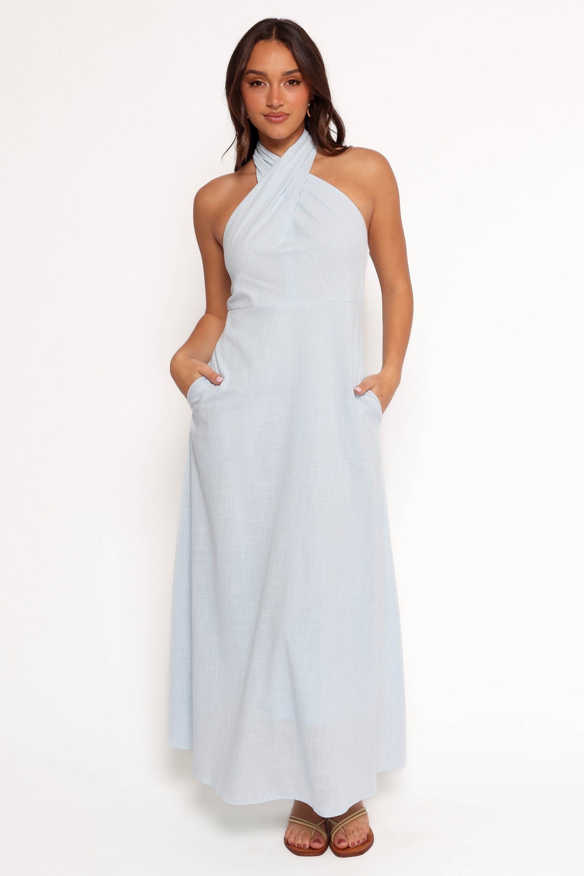 Betsy Halterneck Maxi Dress in Pale Blue – view 3 of 9