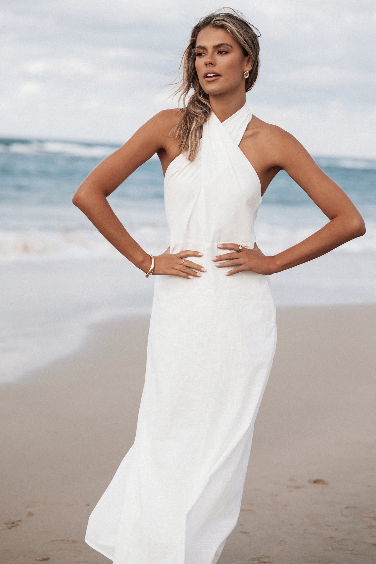 Betsy Halterneck Maxi Dress in White – view 1 of 9