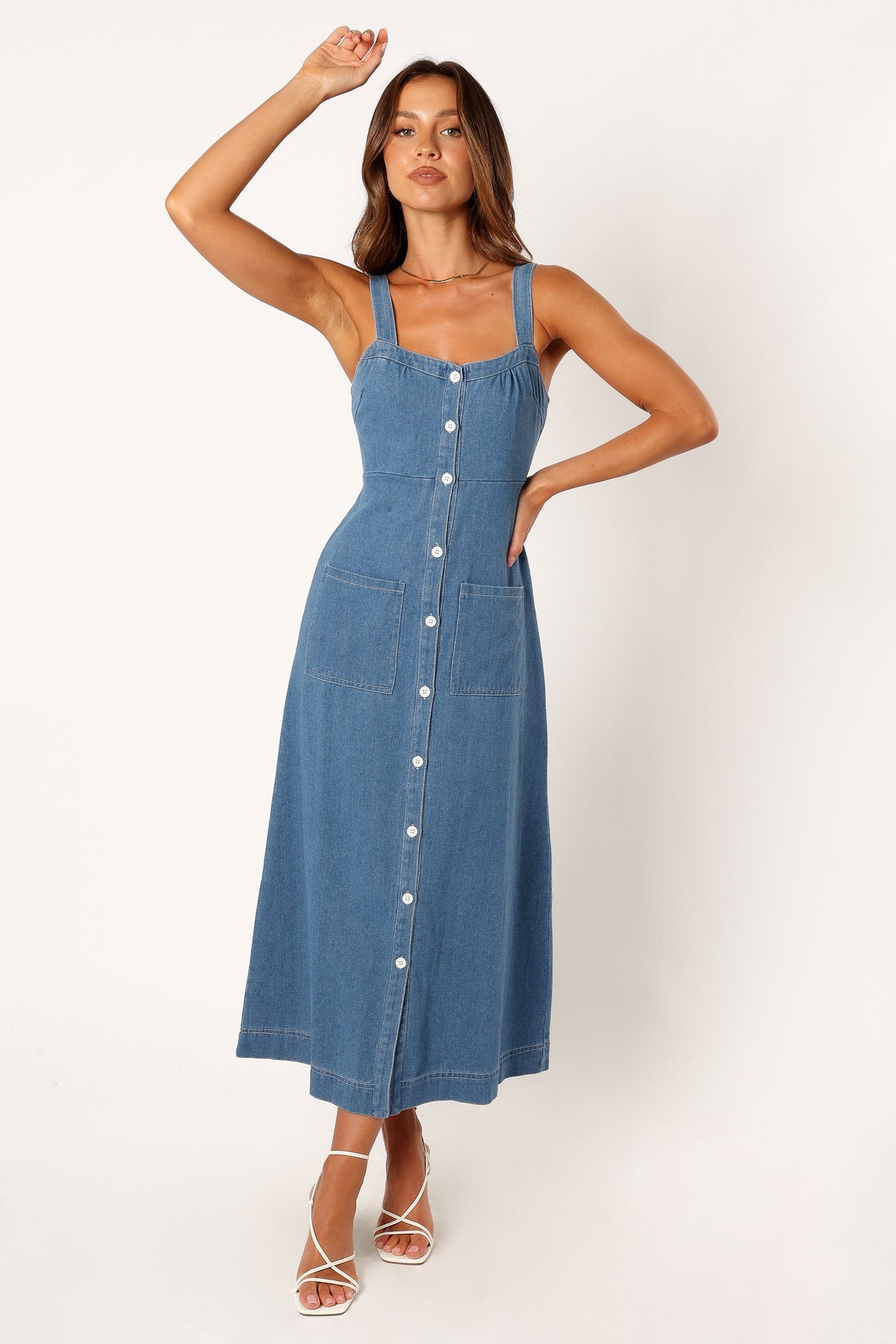 Bettie Midi Dress in Denim – view 1 of 9