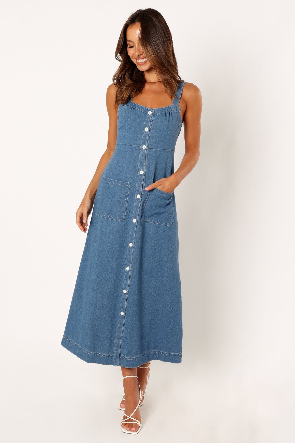 Bettie Midi Dress in Denim – view 4 of 9