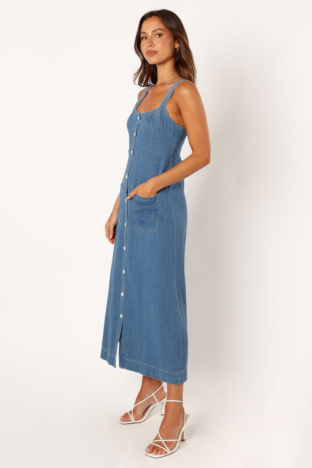 Bettie Midi Dress in Denim – view 5 of 9