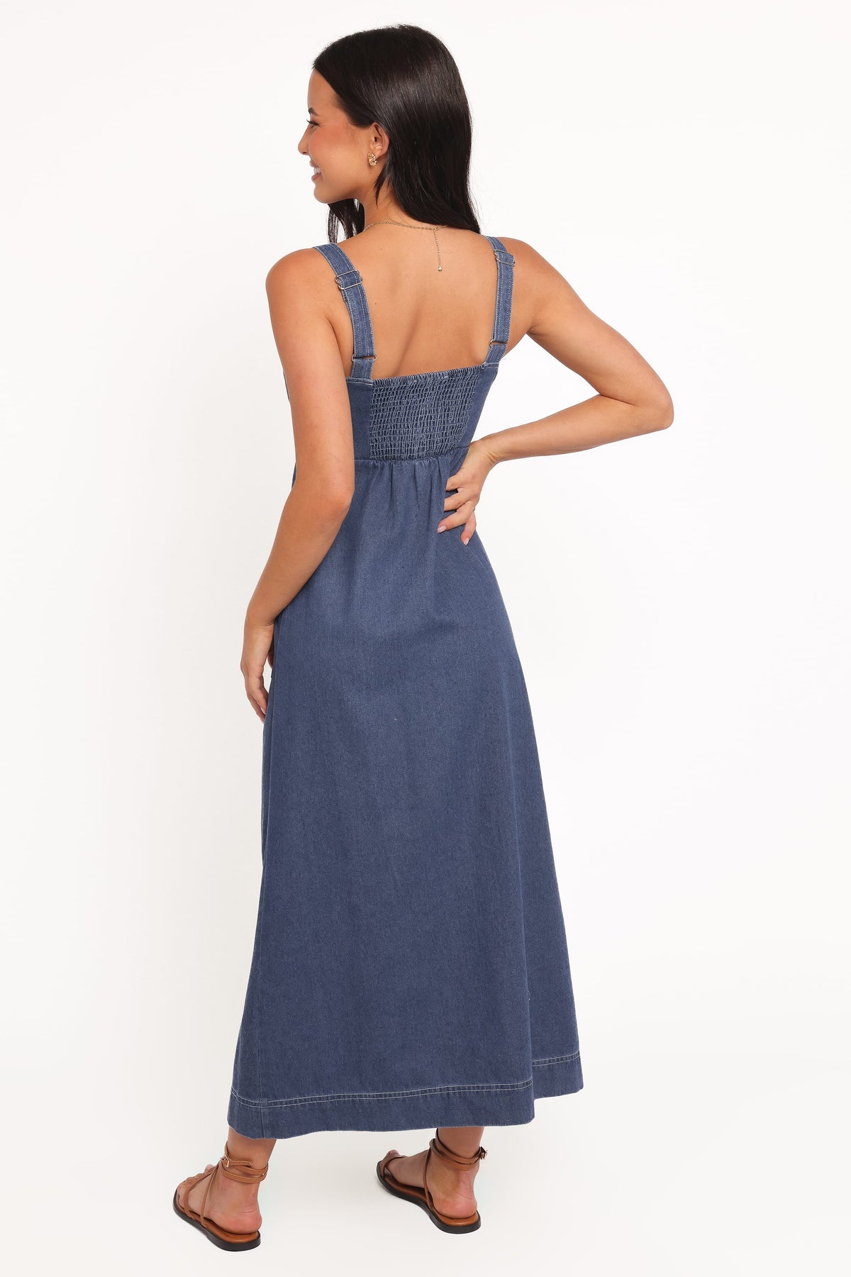 Bettie Midi Dress in Mid Blue Denim – view 4 of 6