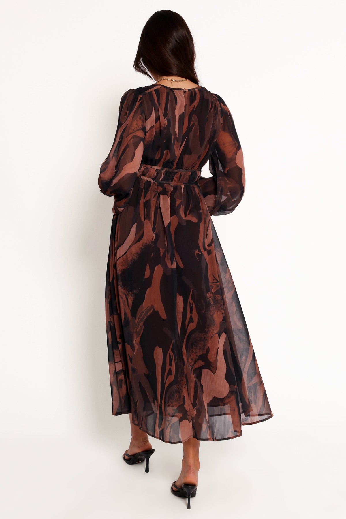 Blayze Long Sleeve Maxi Dress in Brown Print – view 4 of 6