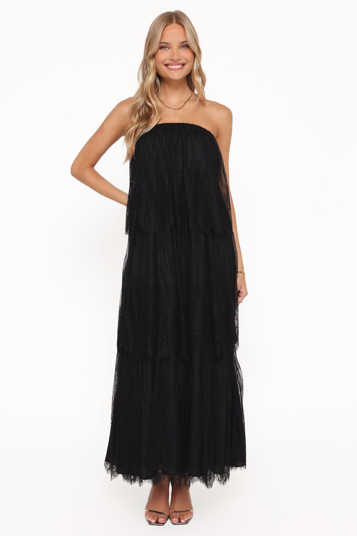 Bloom Strapless Maxi Dress in Black Lace – view 2 of 7