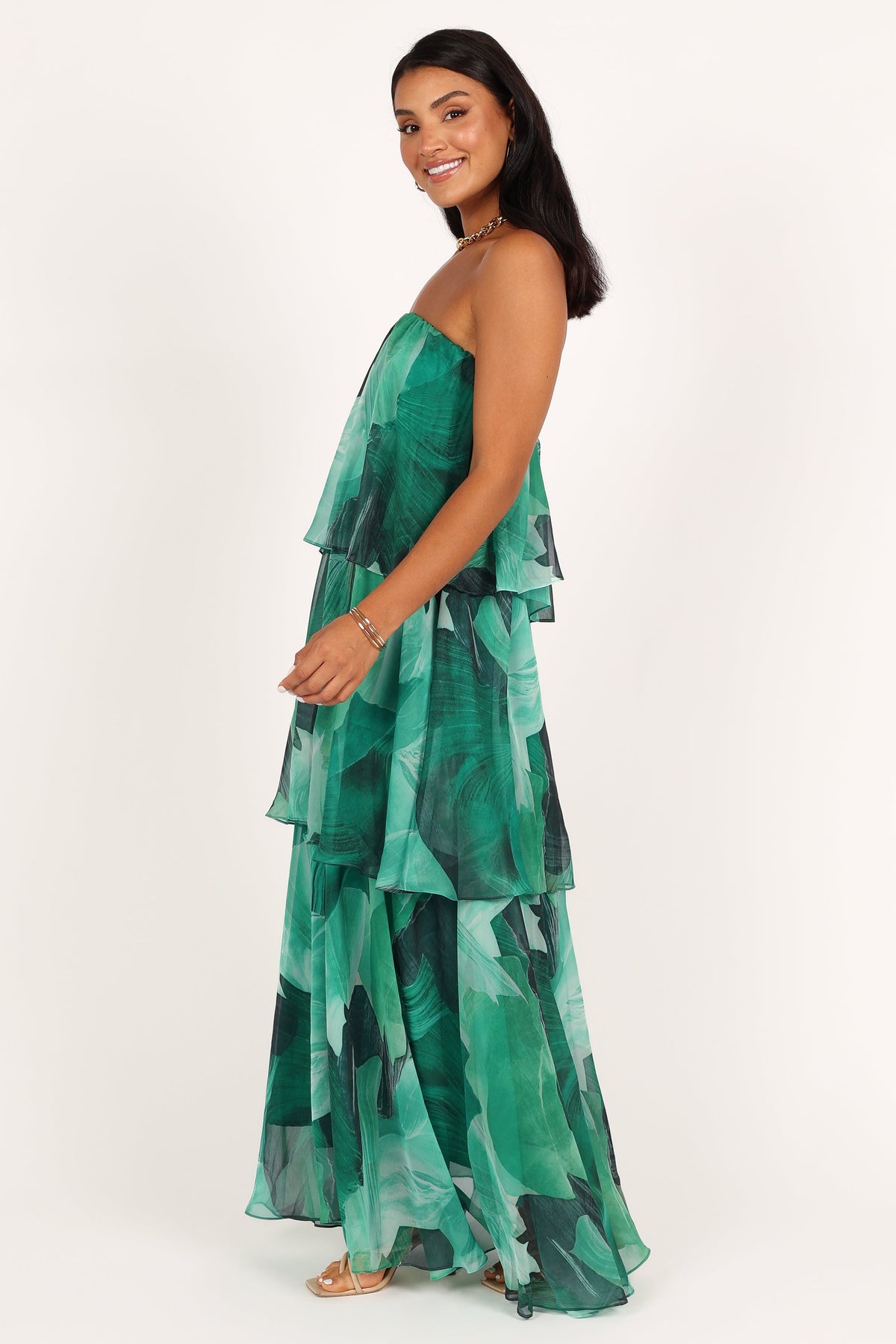 Bloom Strapless Maxi Dress in Green Floral – view 5 of 8