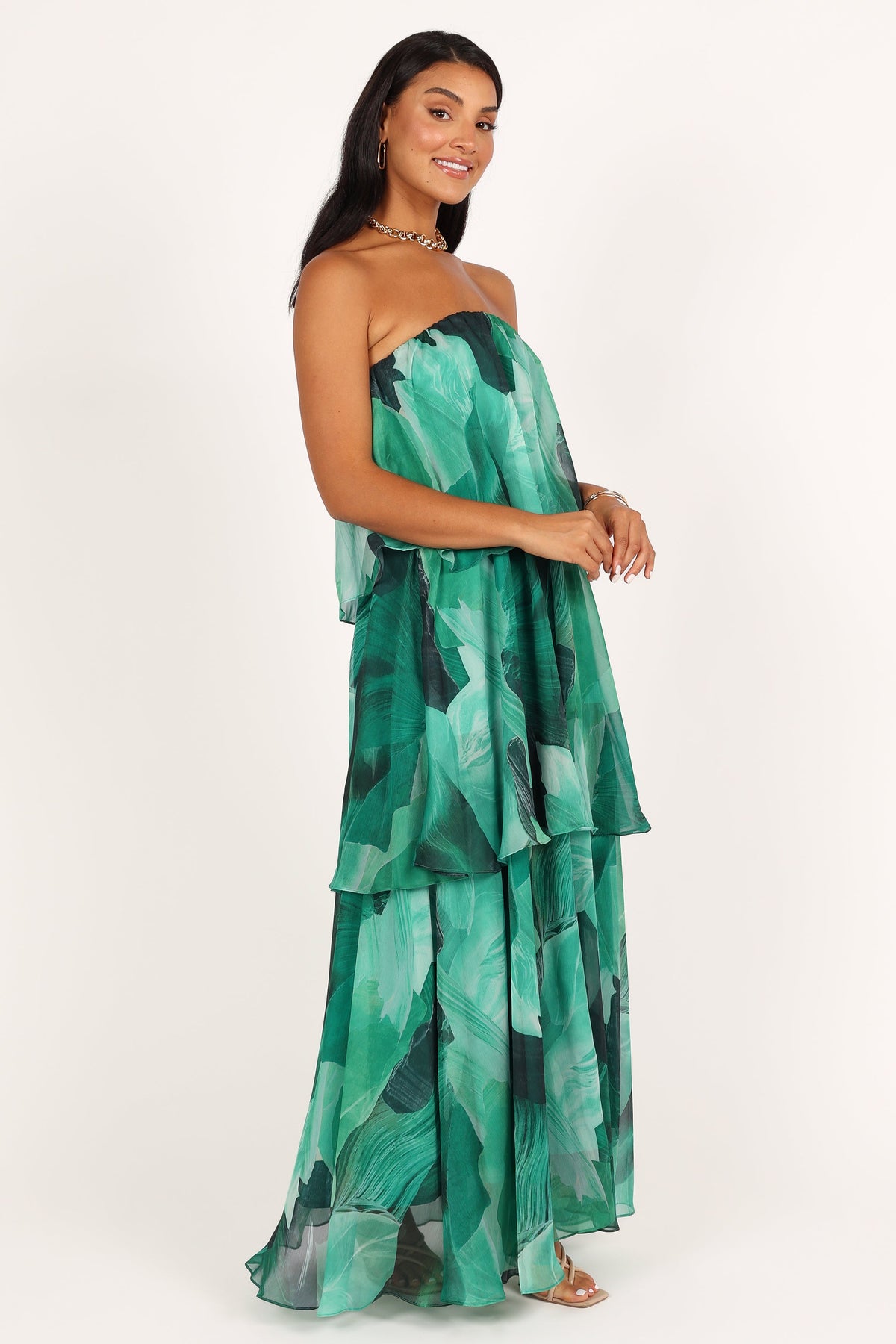 Bloom Strapless Maxi Dress in Green Floral – view 7 of 8