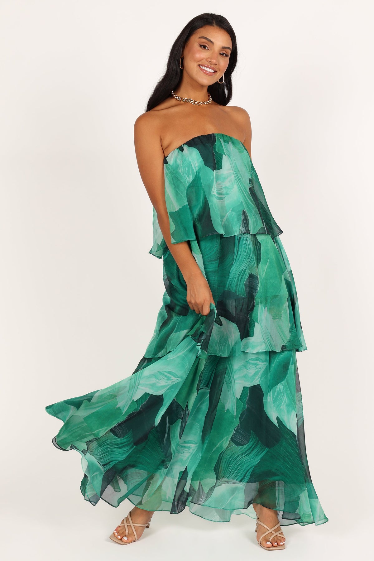 Bloom Strapless Maxi Dress in Green Floral – view 8 of 8