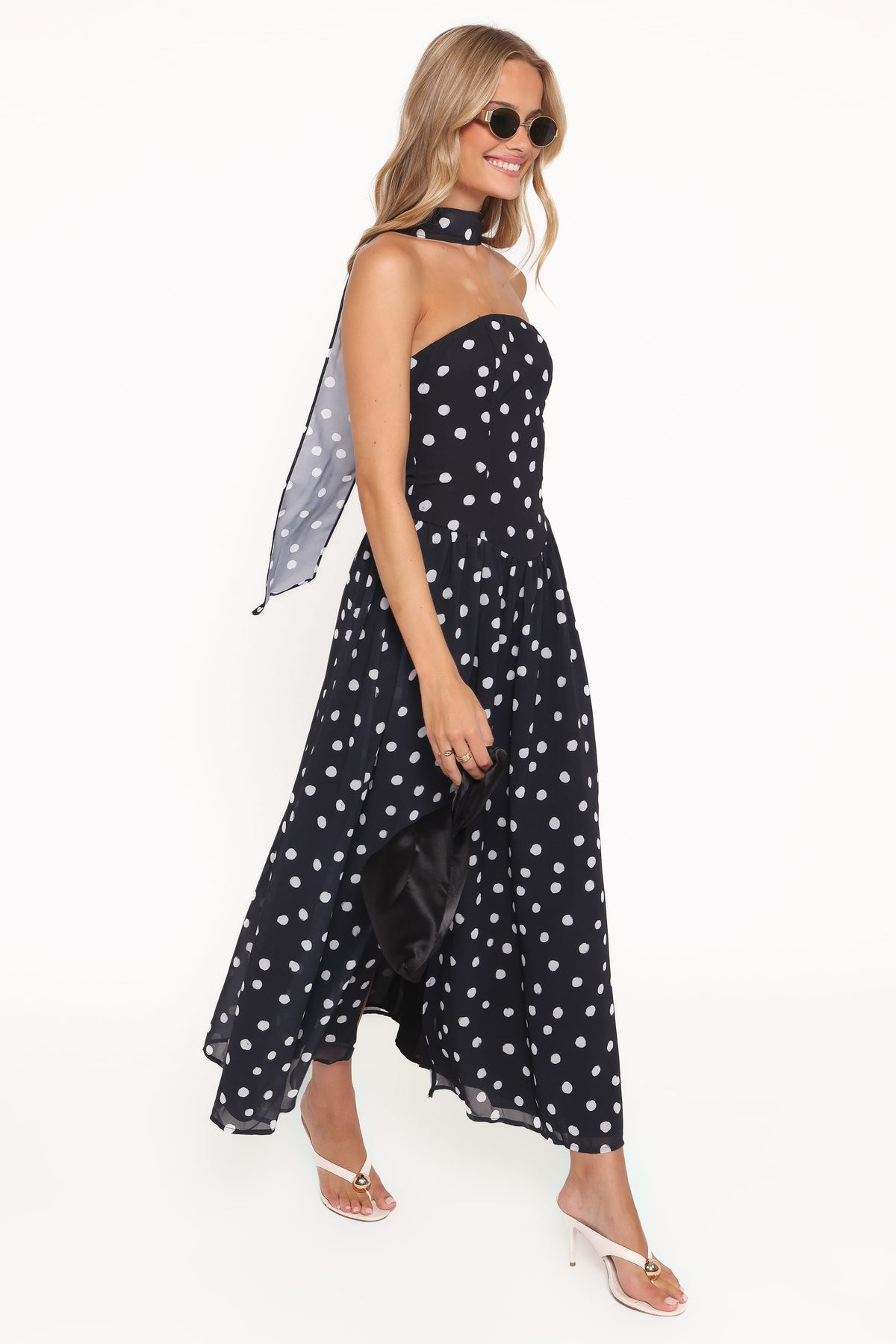 Boston Strapless Maxi Dress in Black Polka Dot – view 3 of 6