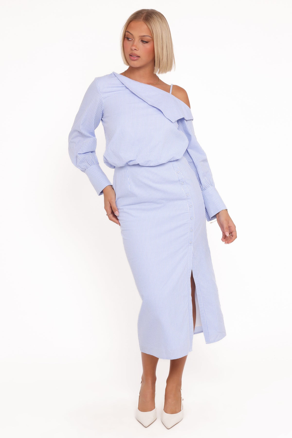 Broderick Midi Dress in Blue Stripe – view 2 of 9