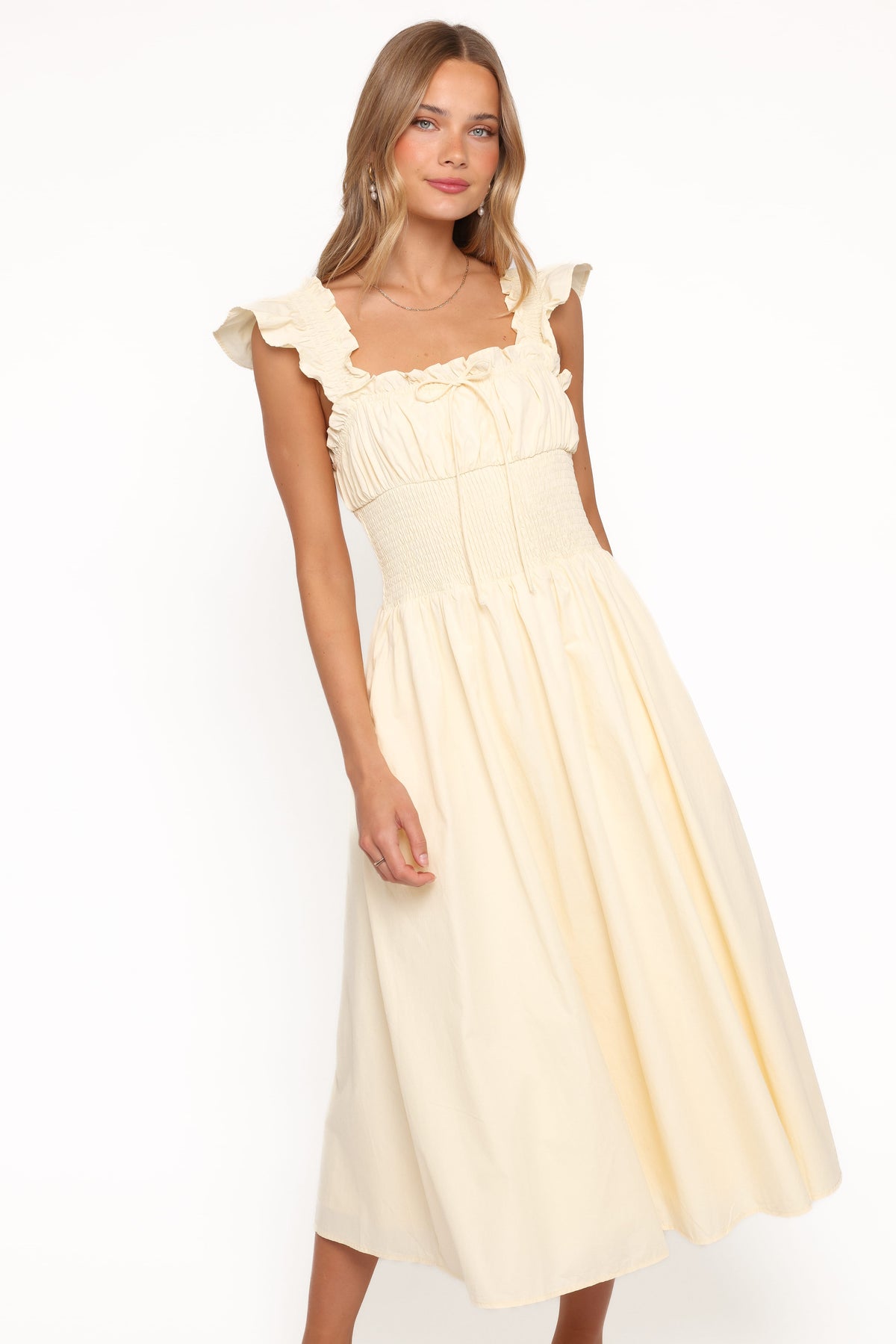 Bronte Midi Dress in Butter Yellow – view 1 of 6
