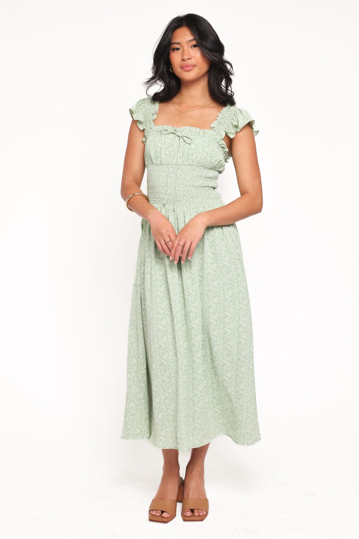 Bronte Midi Dress in Green Floral – view 5 of 6