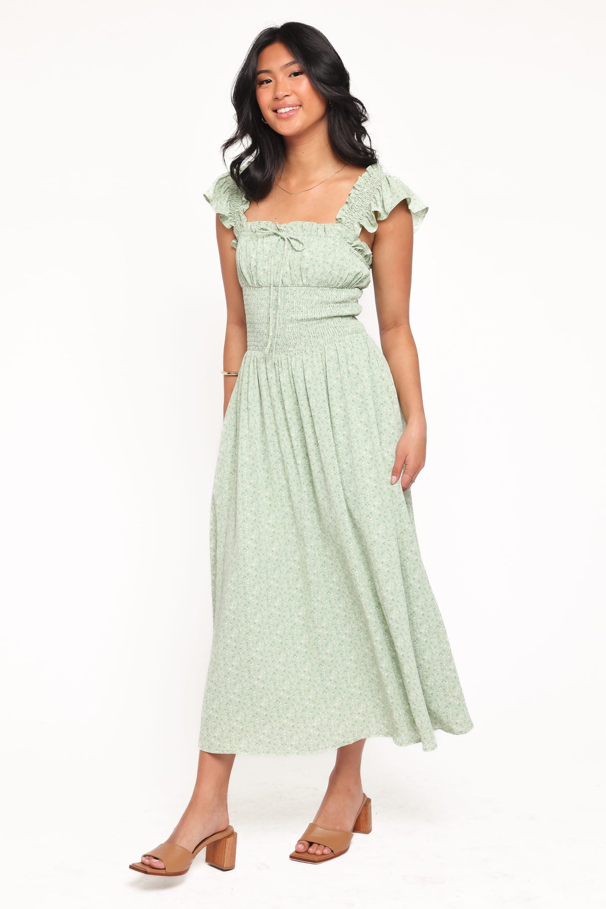 Bronte Midi Dress in Green Floral – view 4 of 6