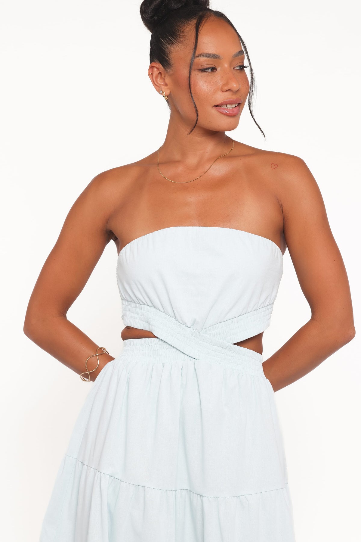 Cadence Strapless Maxi Dress in Blue – view 2 of 5