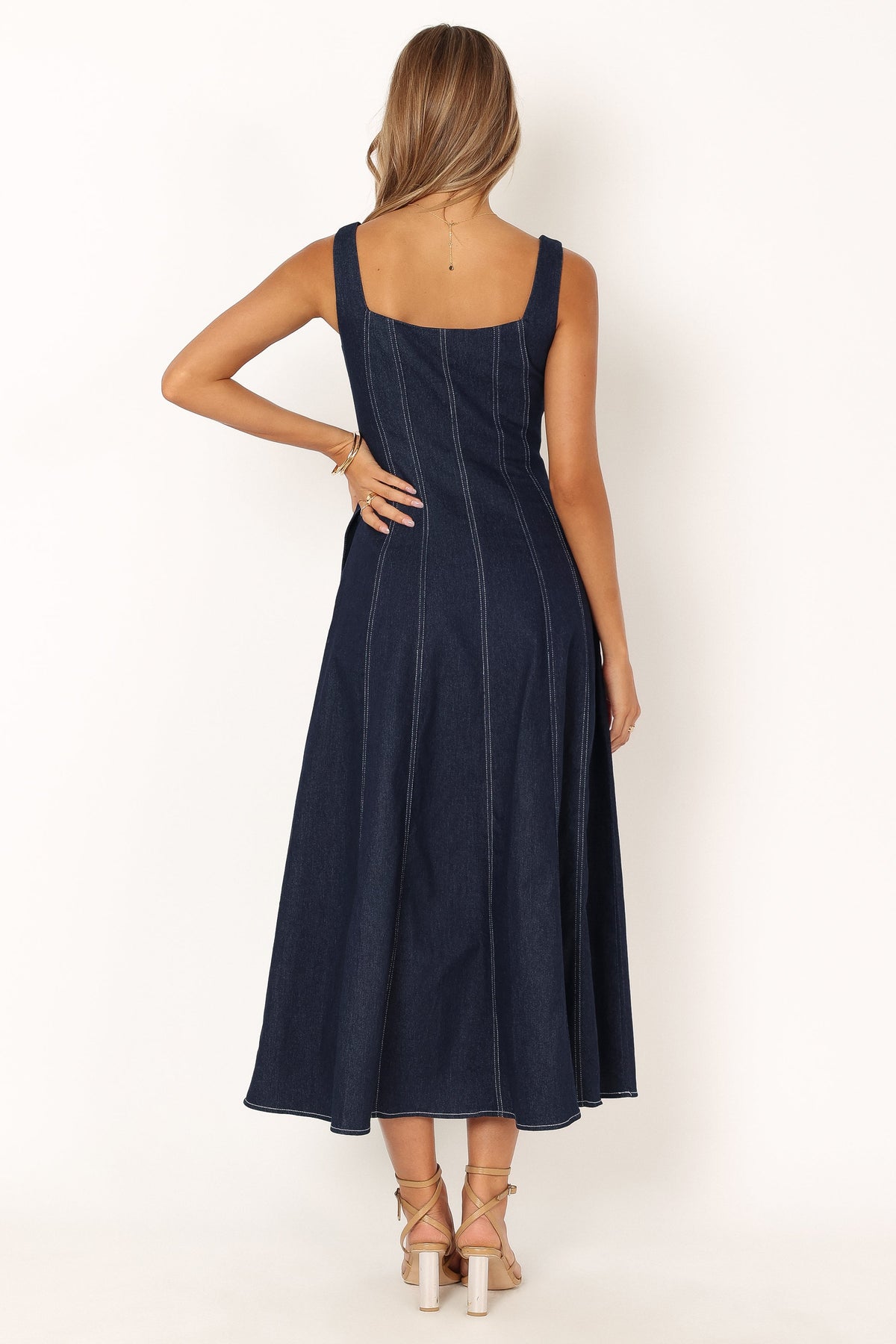 Callum Midi Dress in Dark Denim – view 6 of 9