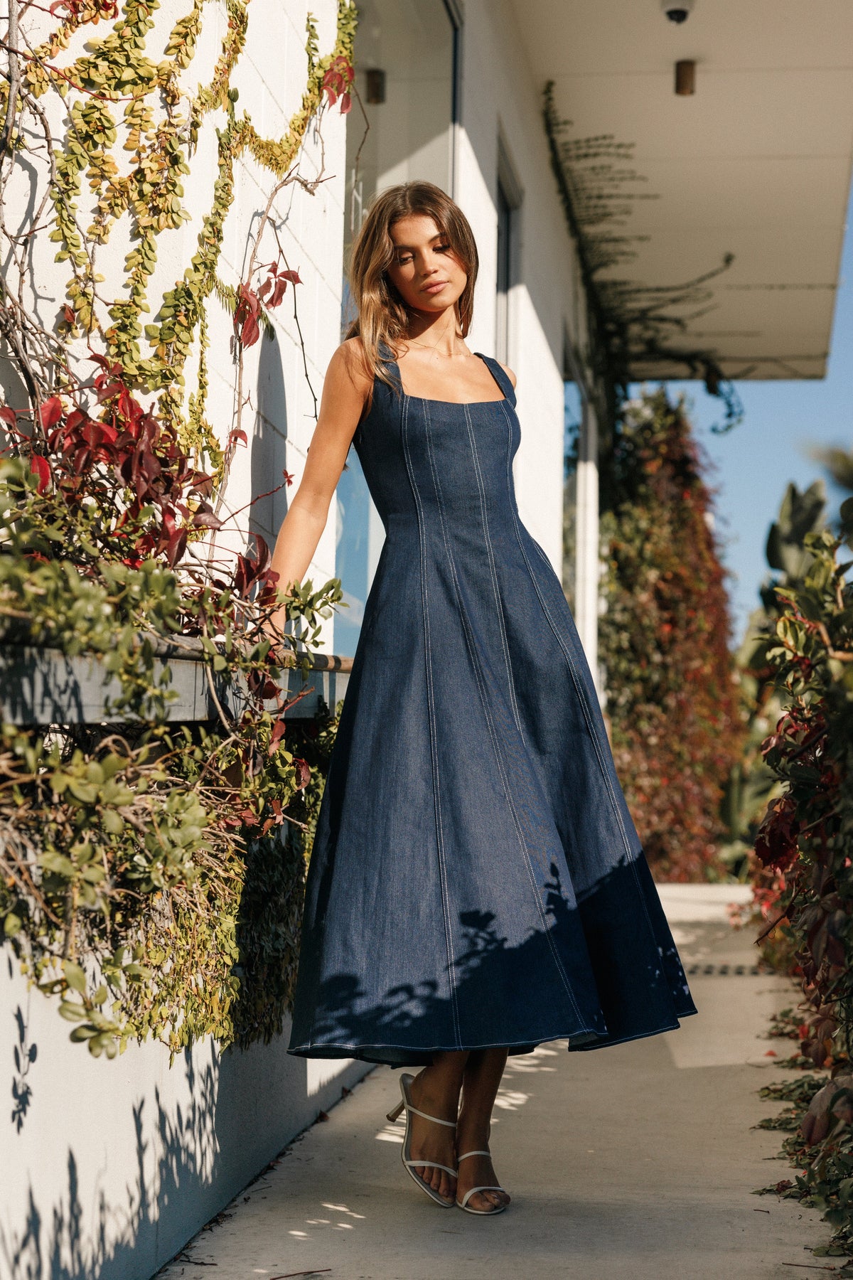 Callum Midi Dress in Dark Denim – view 2 of 9