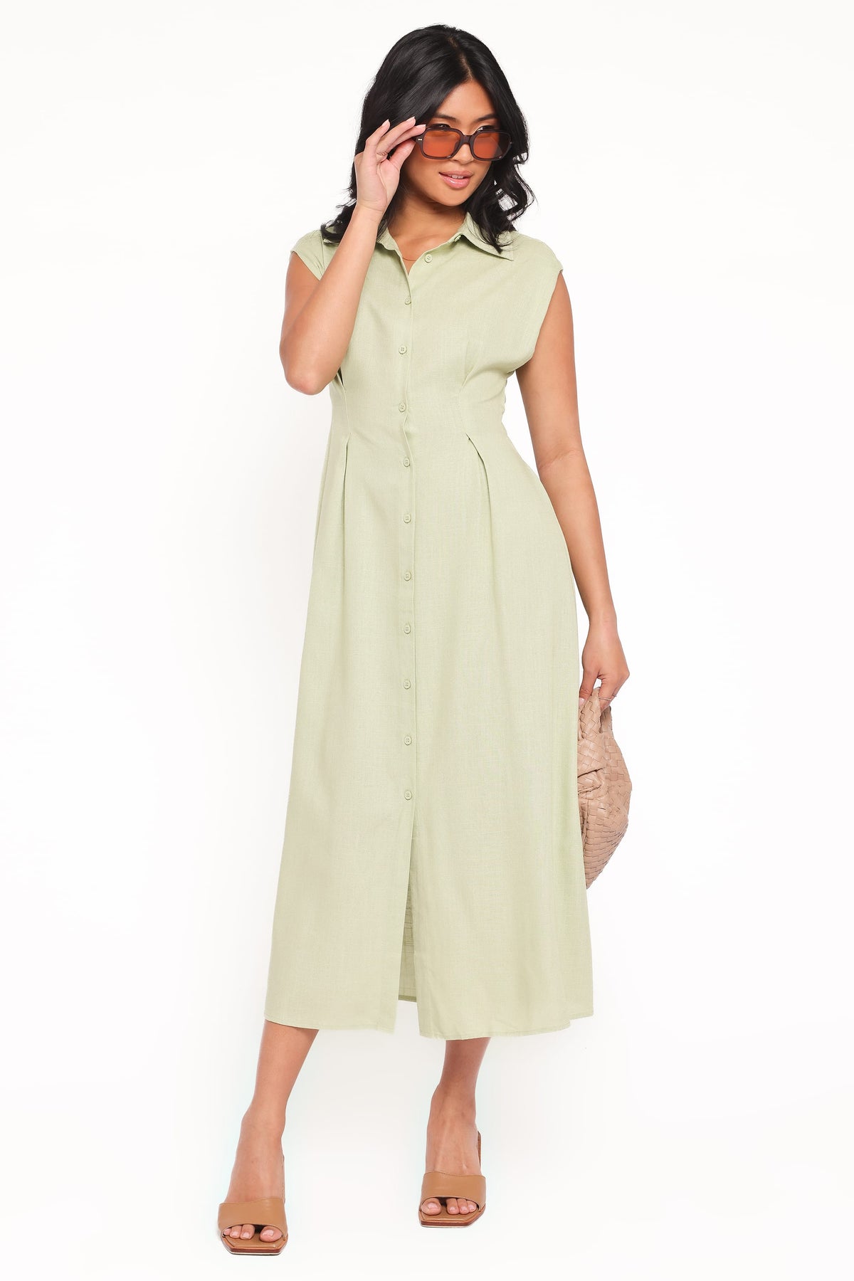 Cami Midi Dress in Green – view 2 of 9