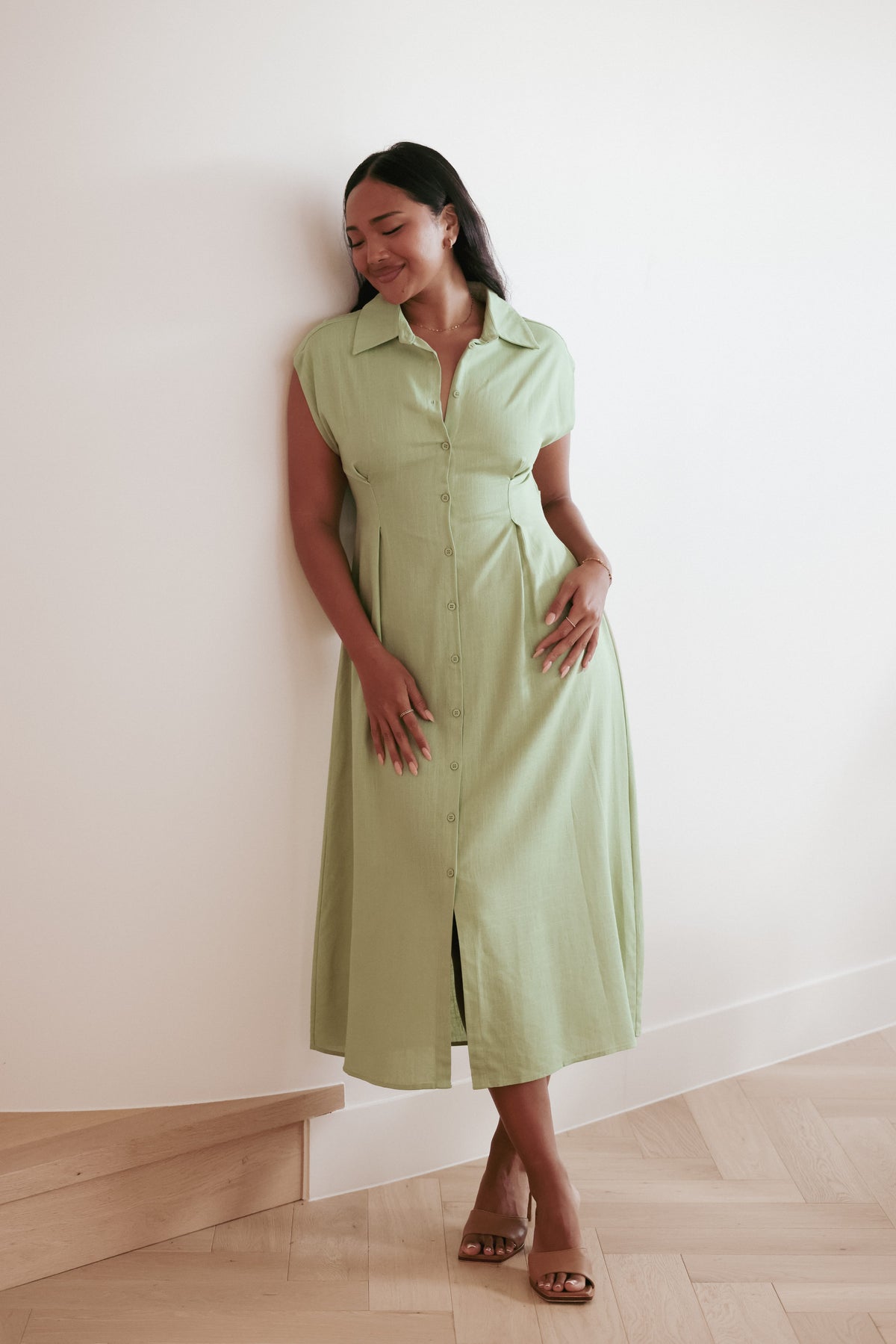 Cami Midi Dress in Green – view 1 of 9