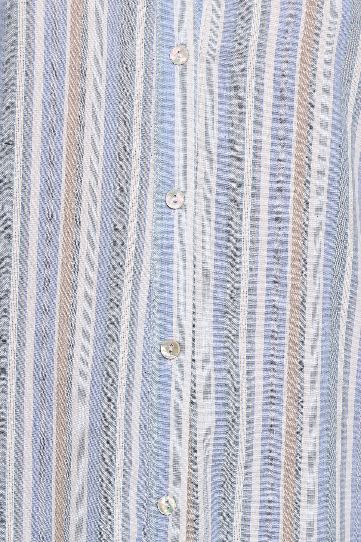 Caprice Long Sleeve Button Down Maxi Dress in Blue Stripe – view 7 of 7