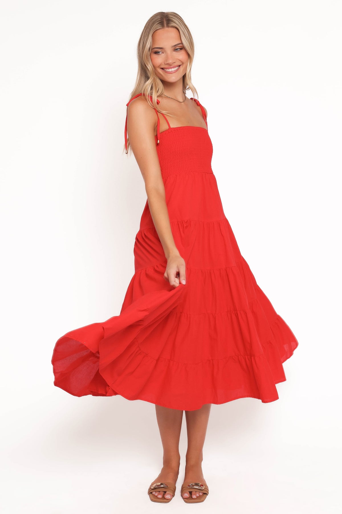 Carrol Shirred Bodice Maxi Dress in Red – view 5 of 6