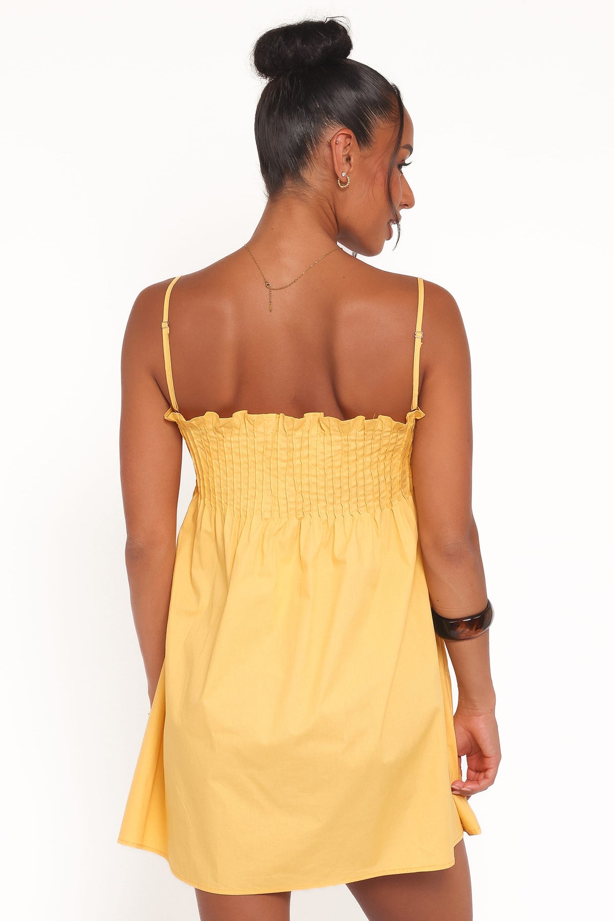 Carson Pleated Mini Dress in Mango – view 5 of 8