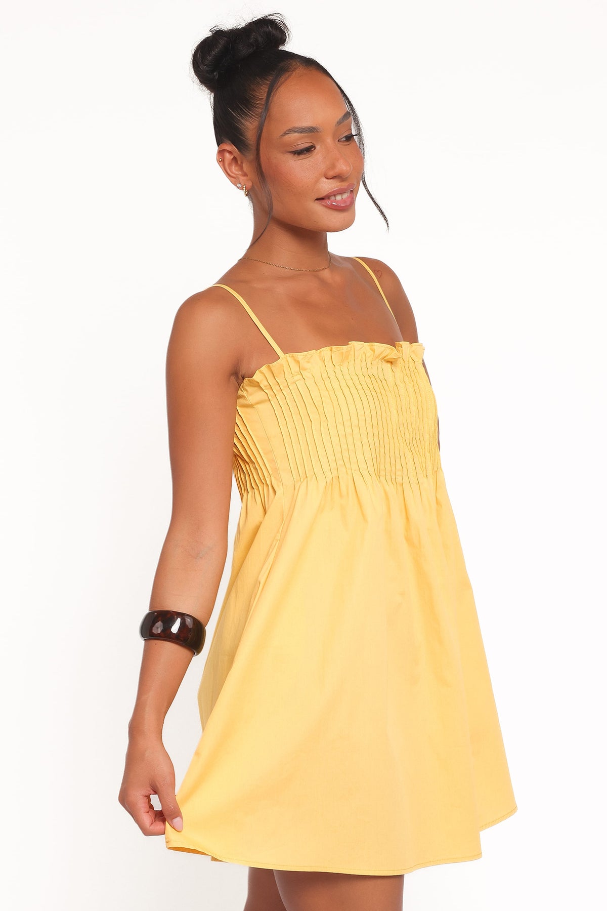 Carson Pleated Mini Dress in Mango – view 4 of 8