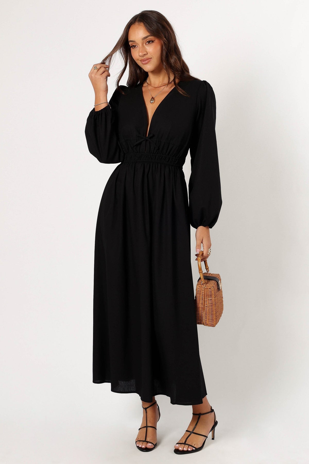 Cece Long Sleeve Maxi Dress in Black – view 1 of 7