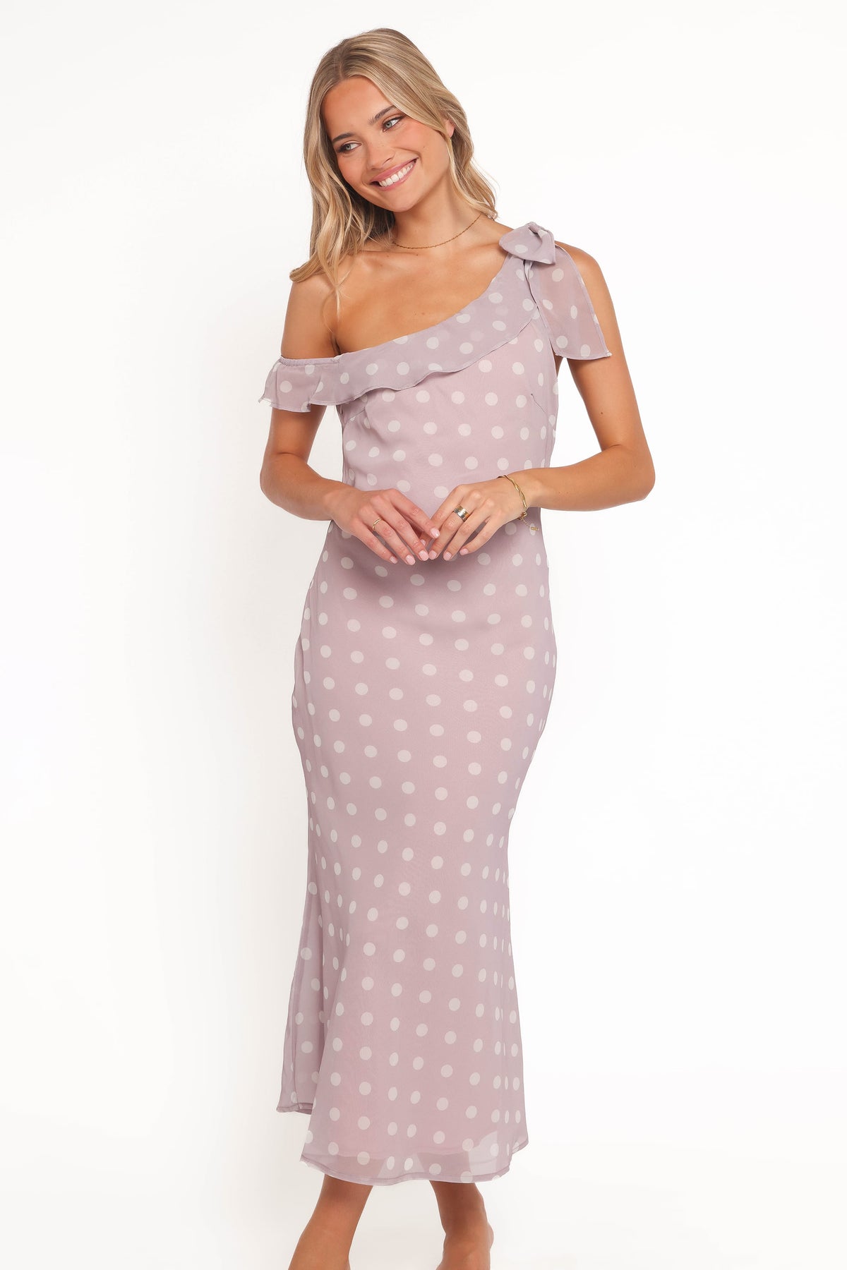 Celestine Maxi Dress in Lavender Polka Dot – view 3 of 6