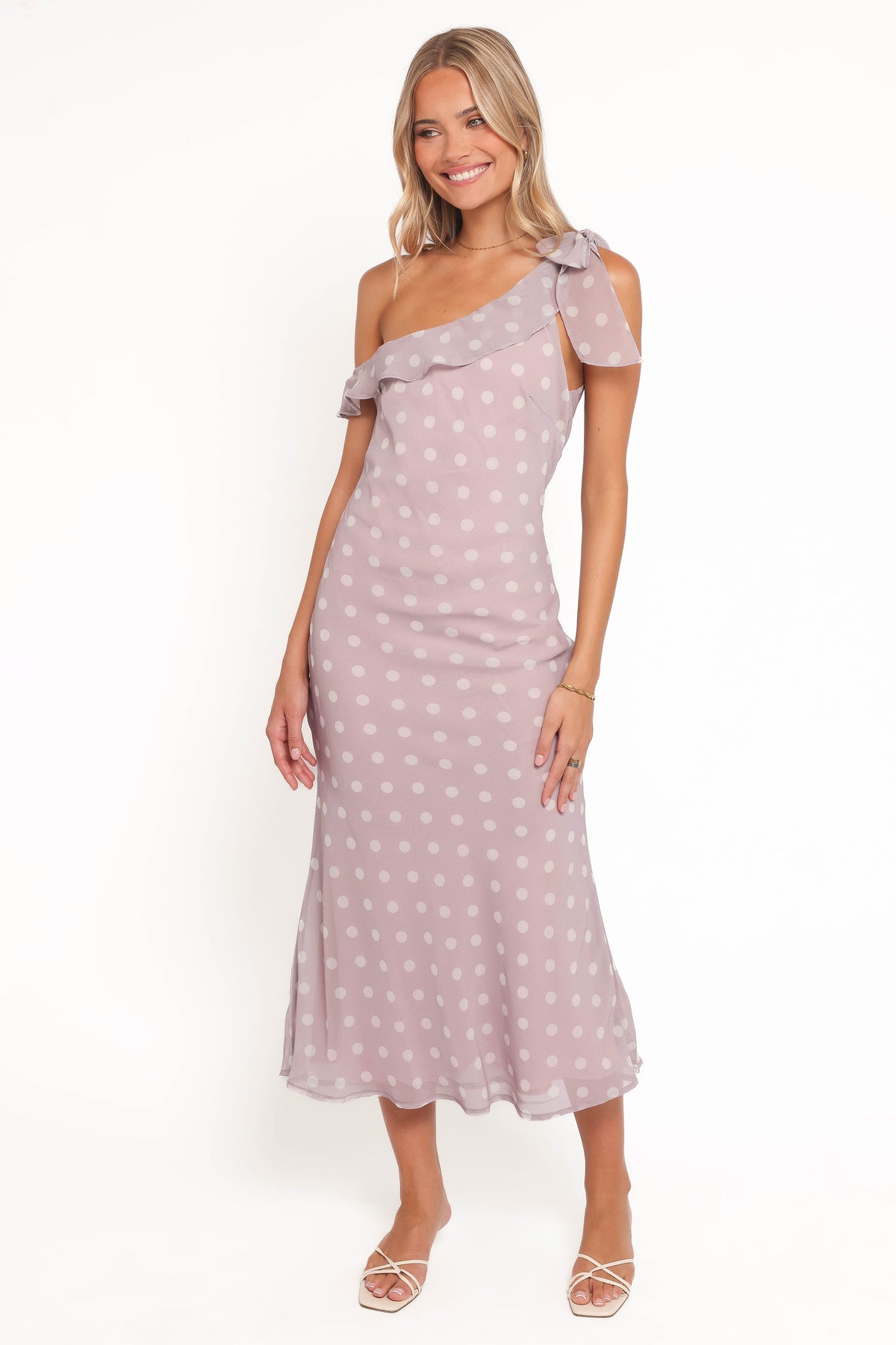 Celestine Maxi Dress in Lavender Polka Dot – view 1 of 6