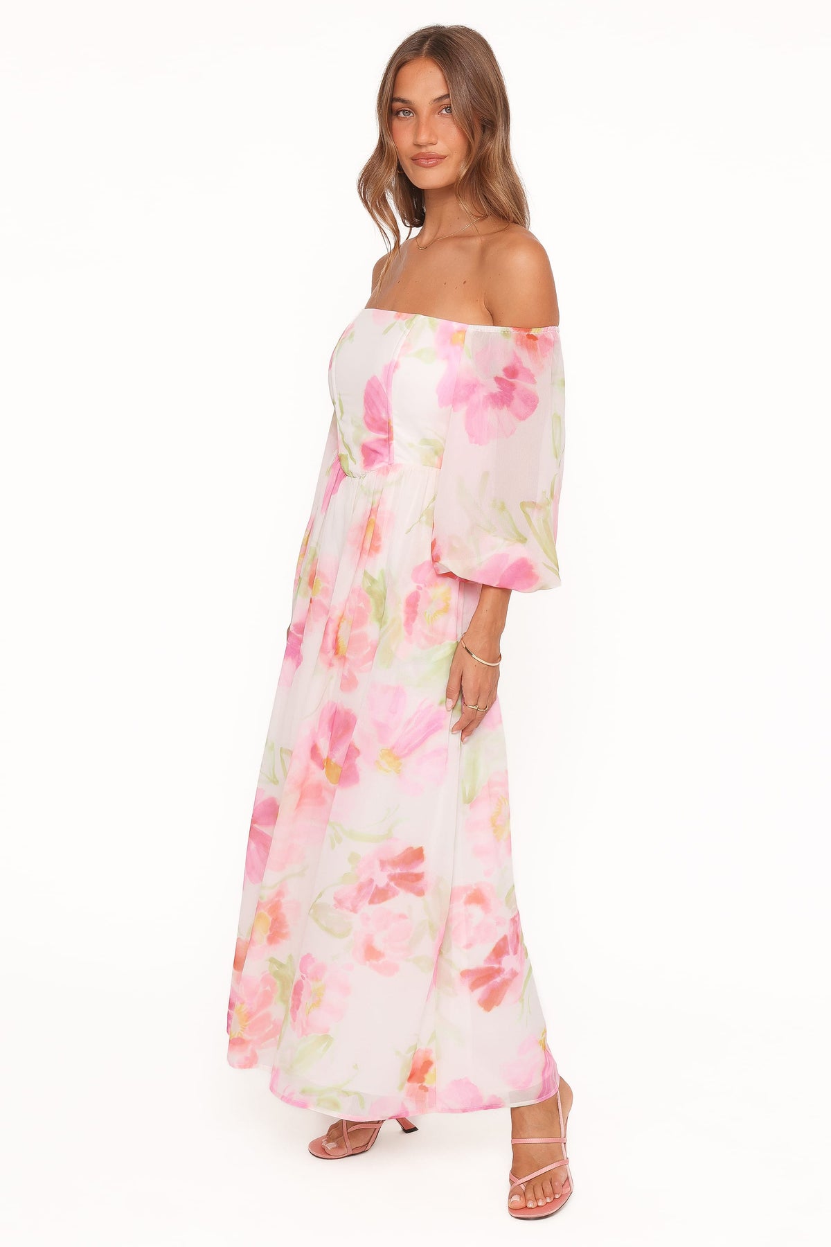 Chantel Off Shoulder Maxi Dress in Pink Garden Floral – view 4 of 6
