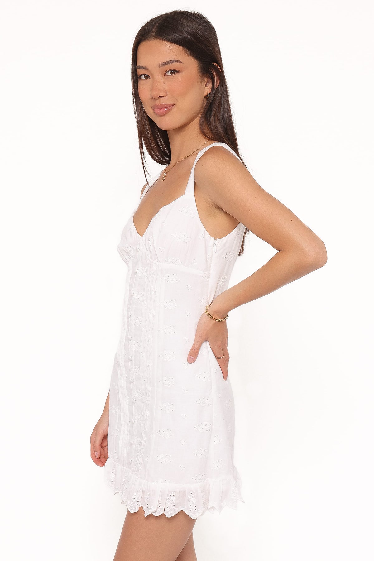 Cherish Eyelet Mini Dress in White – view 3 of 6