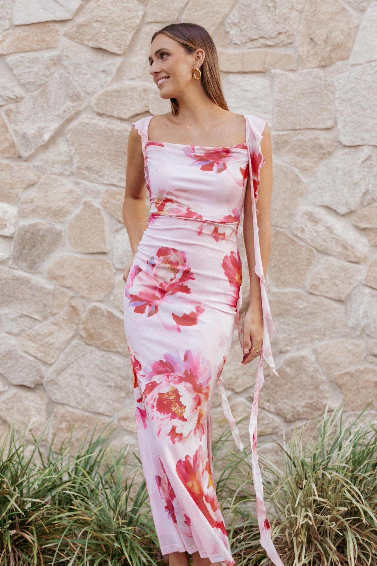 Chiara Maxi Dress in Pink Peony – view 1 of 7