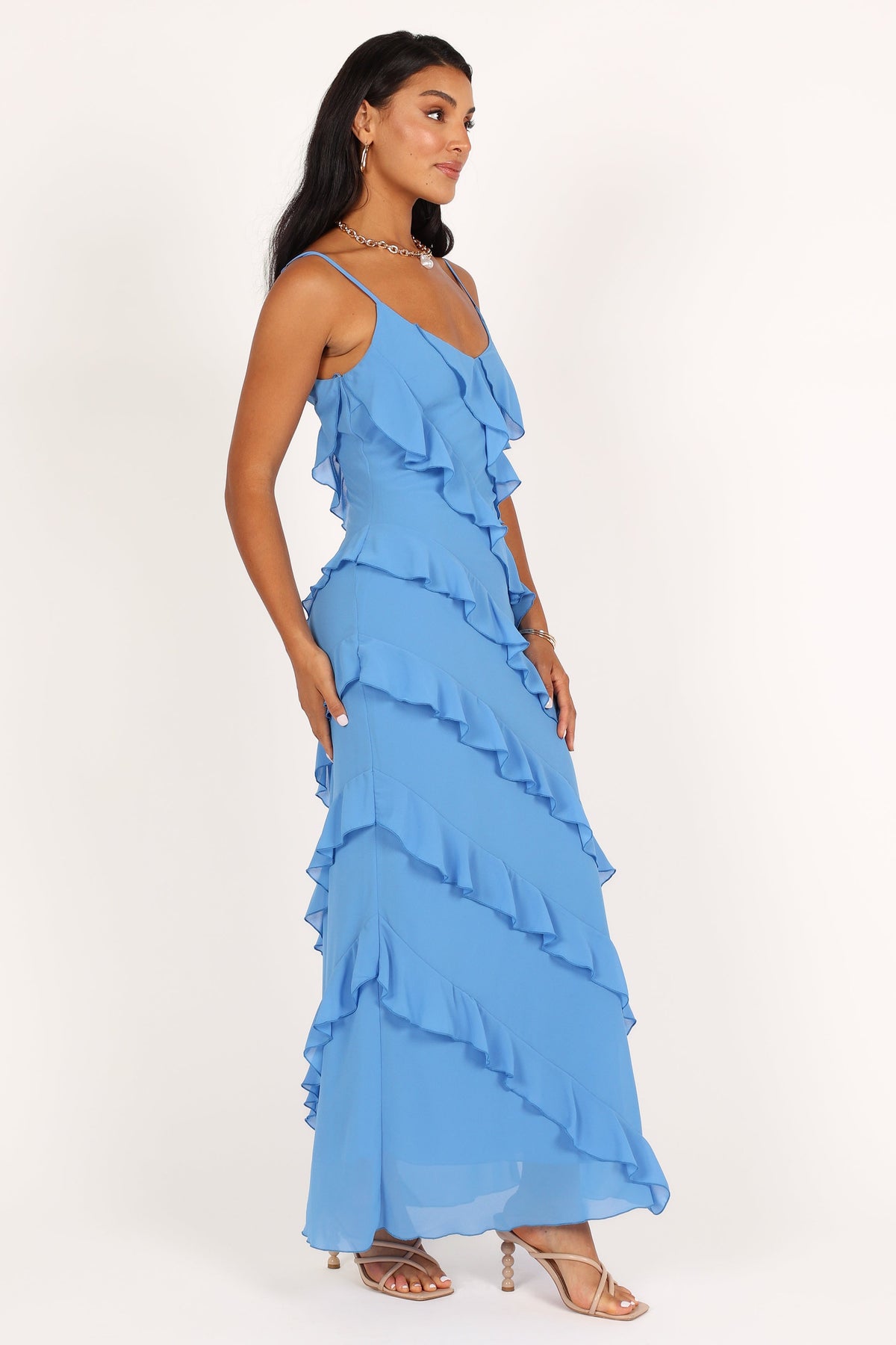 Ciao Ruffles Maxi Dress in Blue – view 7 of 7