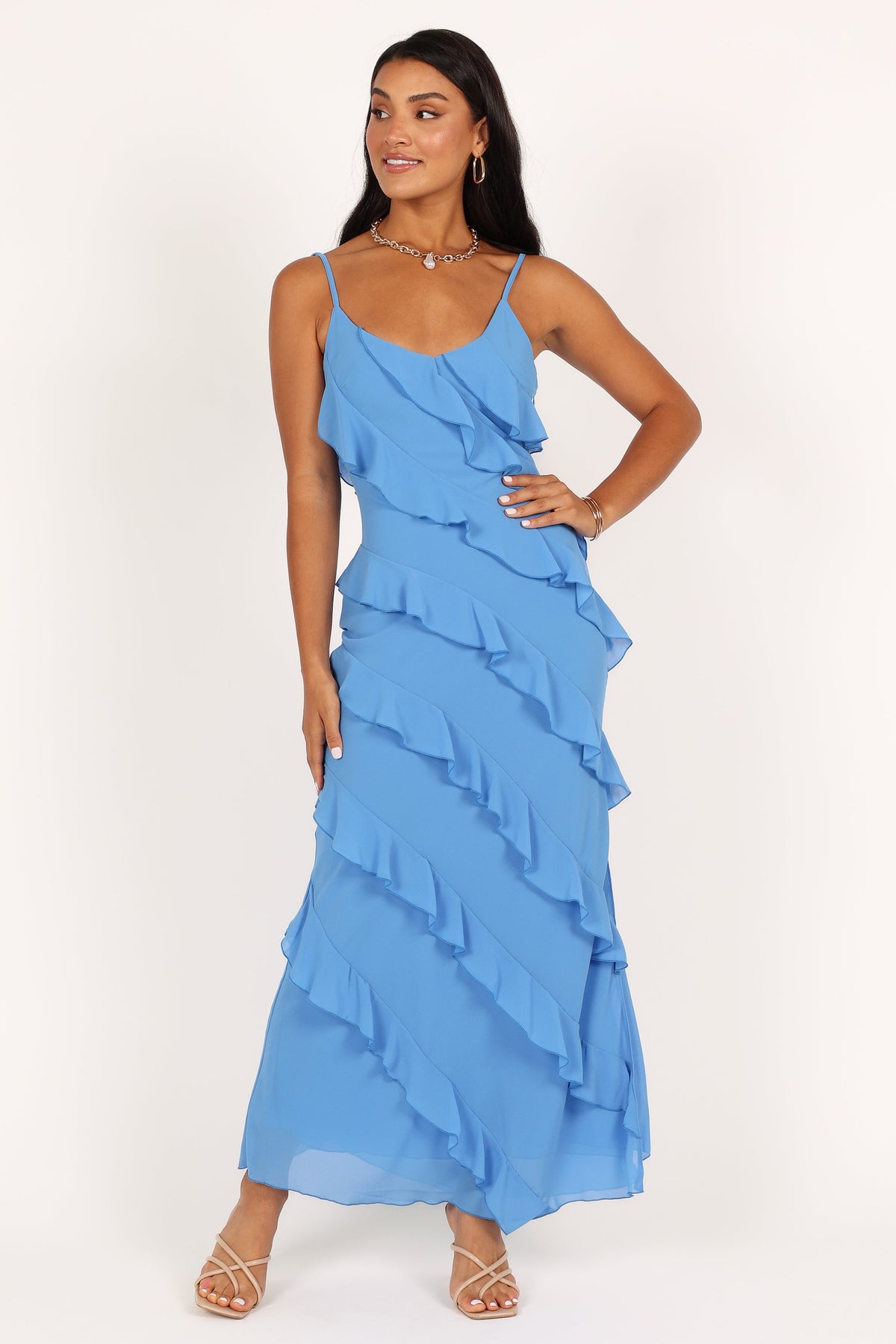 Ciao Ruffles Maxi Dress in Blue – view 1 of 7