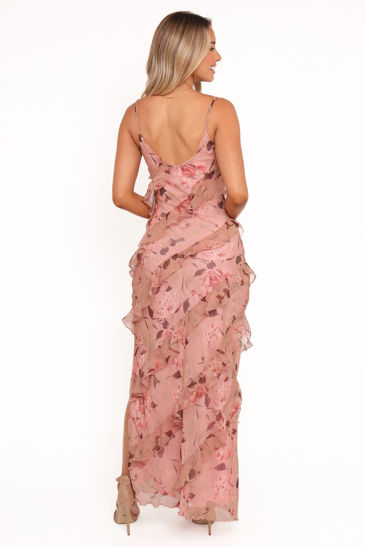 Ciao Ruffles Maxi Dress in Pale Pink Floral – view 3 of 9