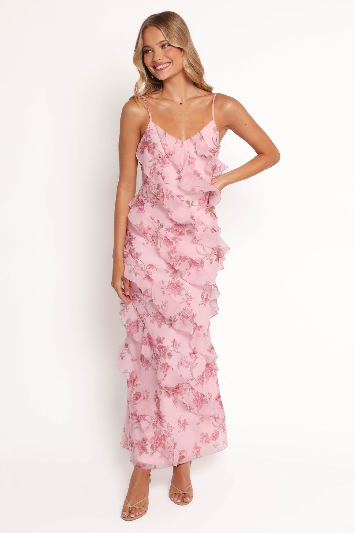 Ciao Ruffles Maxi Dress in Pink Floral – view 2 of 7