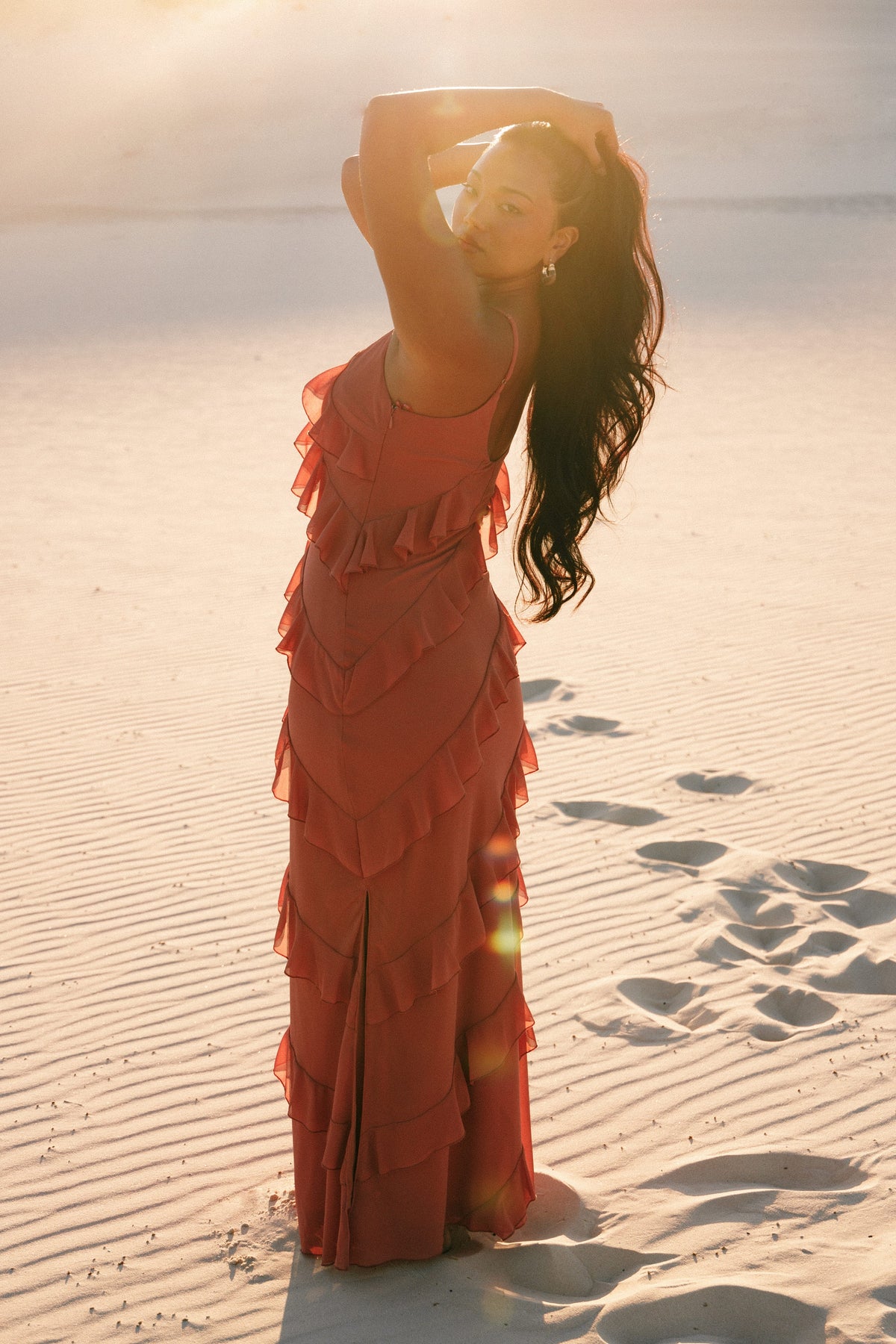 Ciao Ruffles Maxi Dress in Rosewood – view 2 of 10