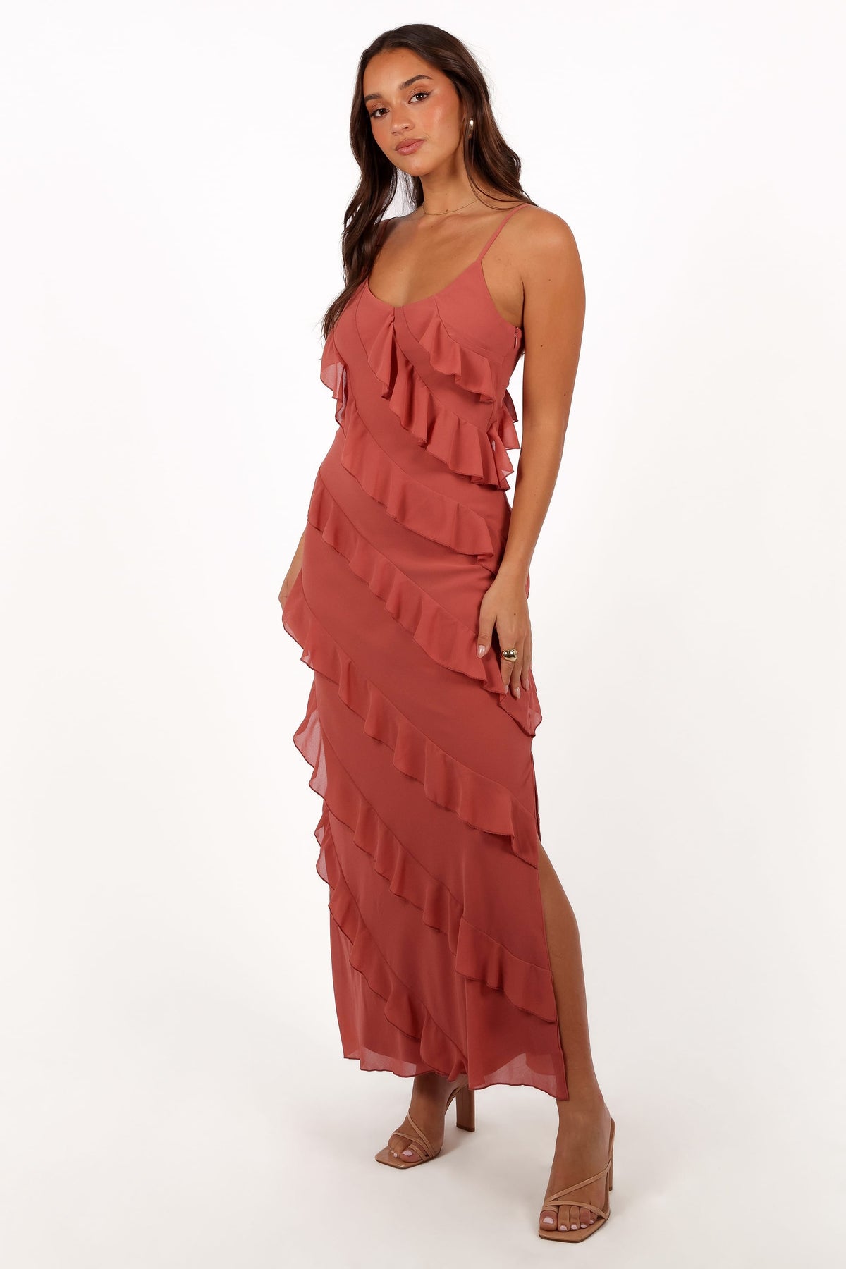 Ciao Ruffles Maxi Dress in Rosewood – view 4 of 10