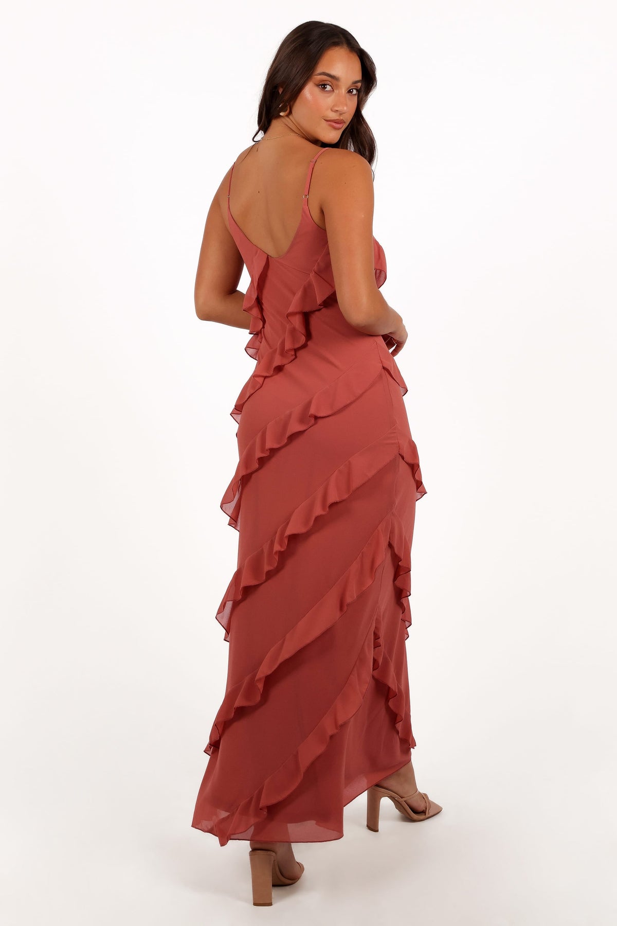 Ciao Ruffles Maxi Dress in Rosewood – view 6 of 10