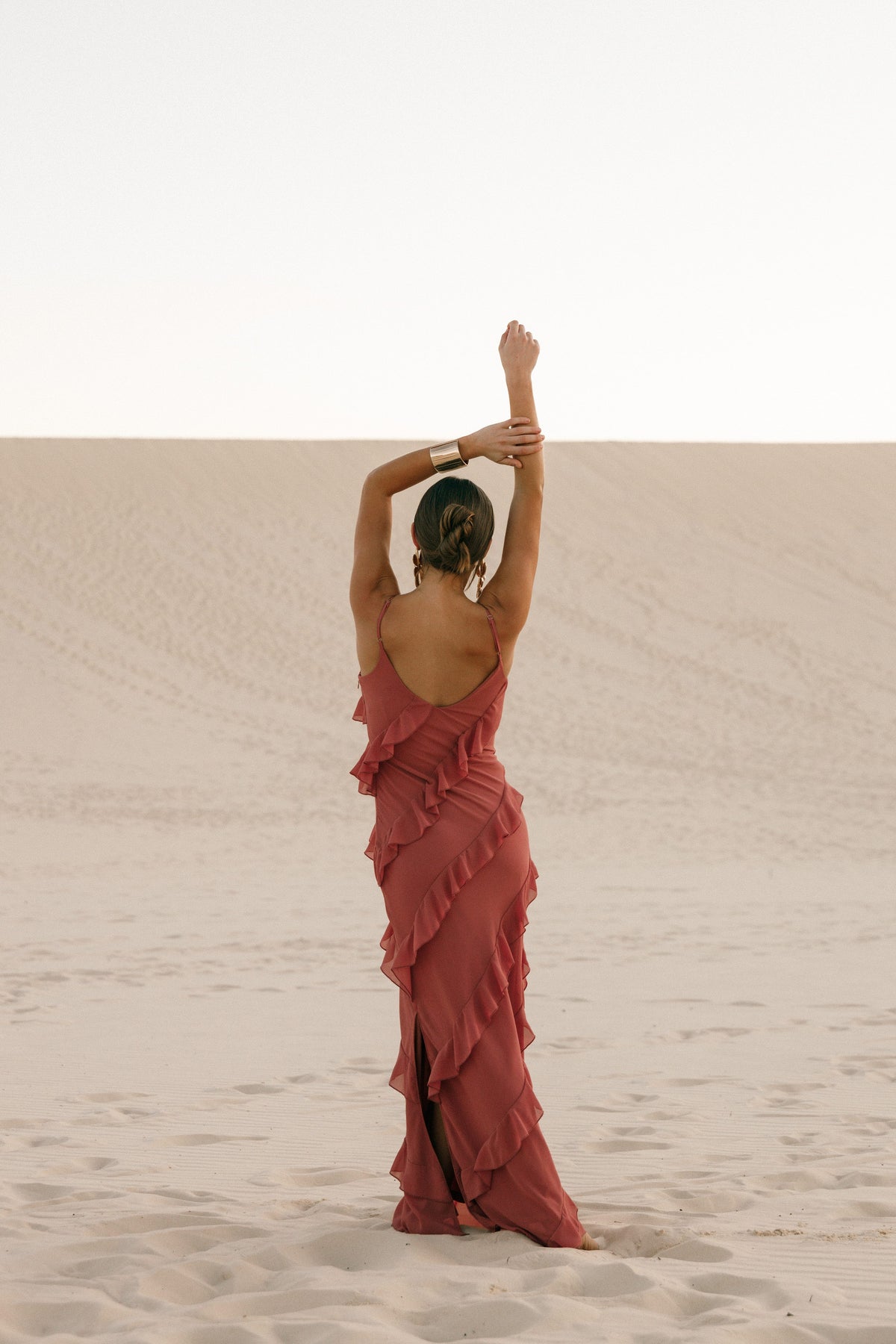 Ciao Ruffles Maxi Dress in Rosewood – view 10 of 10