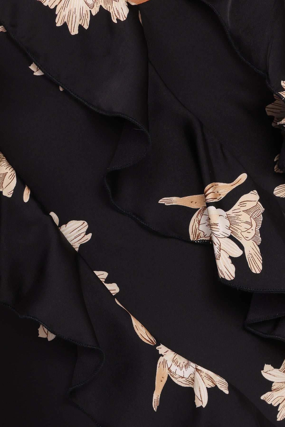 Ciao Ruffles Maxi Satin Dress in Black Floral – view 6 of 7