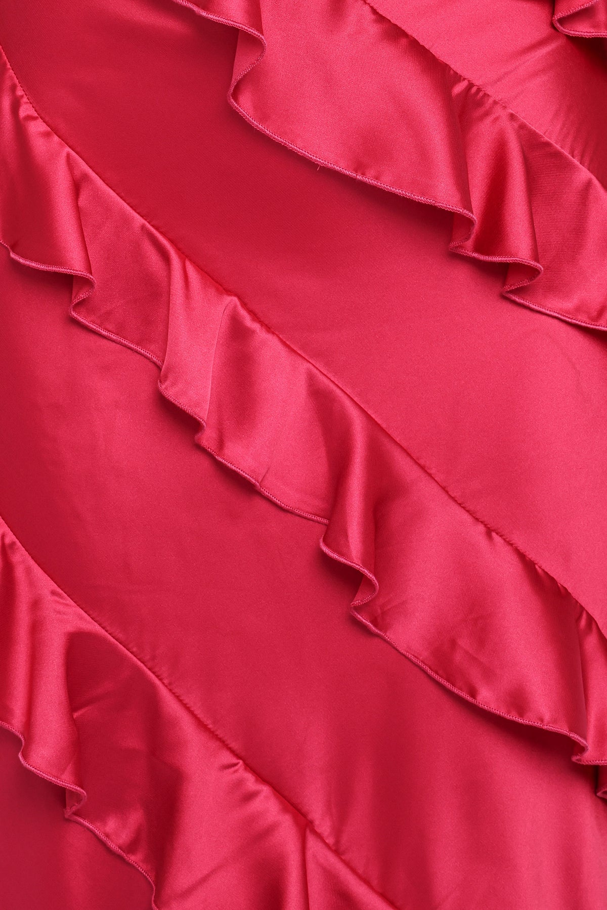 Ciao Ruffles Maxi Satin Dress in Fuchsia – view 7 of 8