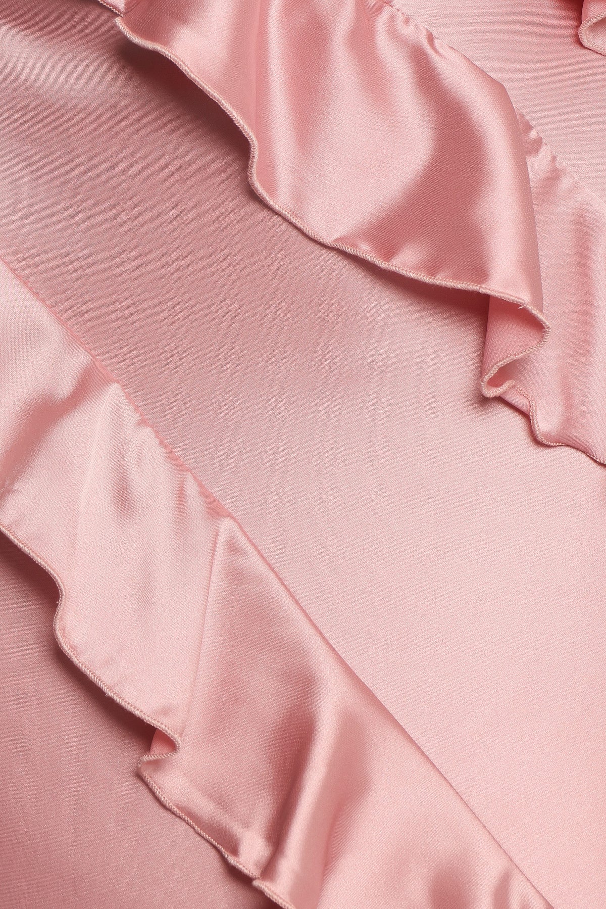 Ciao Ruffles Maxi Satin Dress in Pink – view 8 of 9