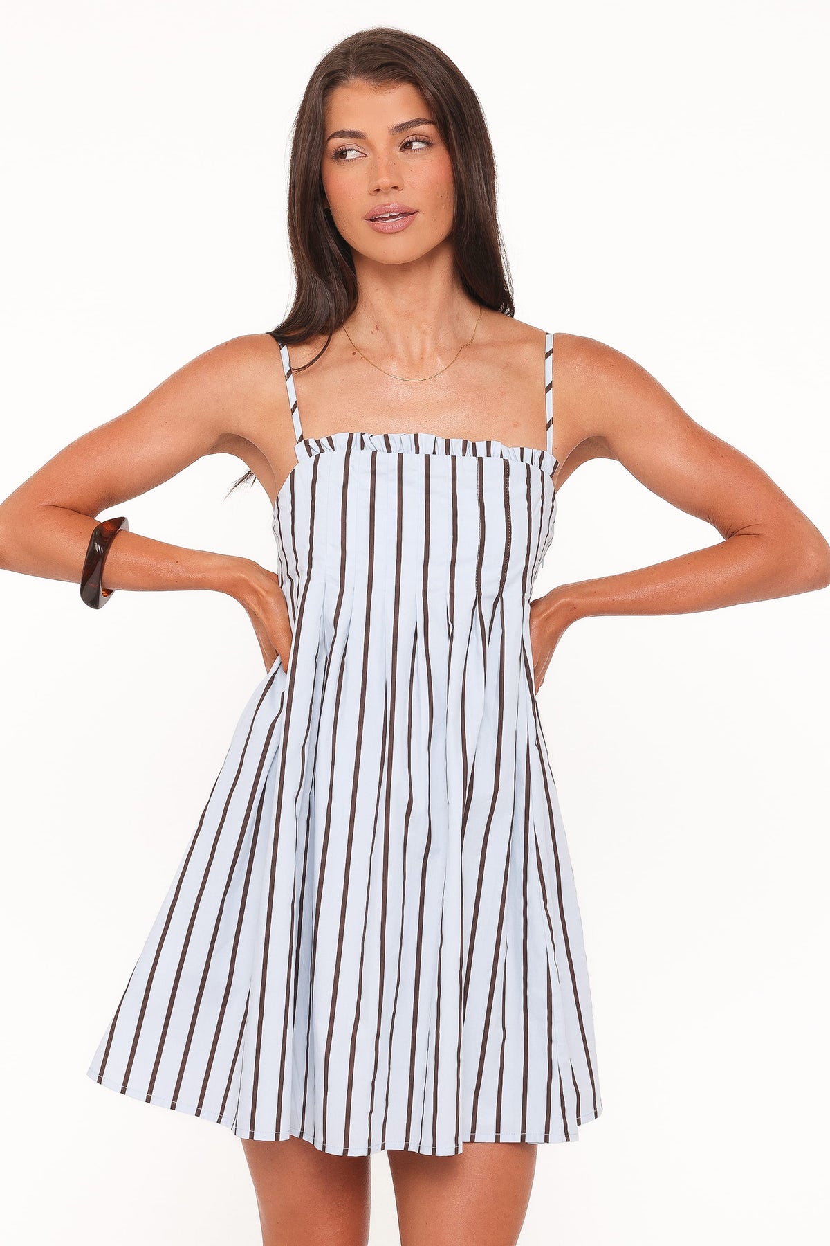 Cole Mini Dress in Blue/Brown Stripe – view 7 of 9