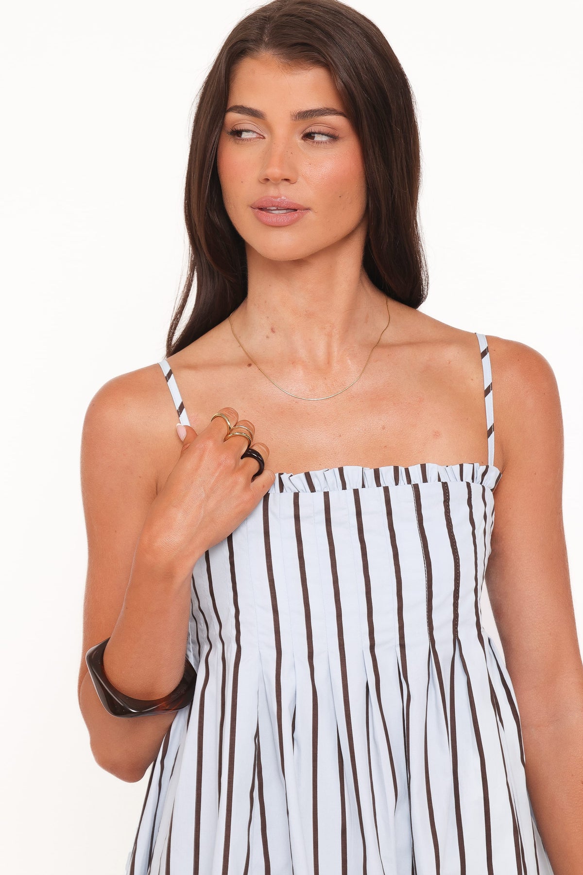 Cole Mini Dress in Blue/Brown Stripe – view 3 of 9