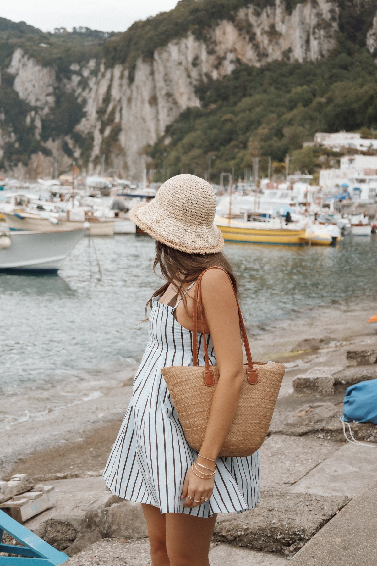 Cole Mini Dress in Blue/Brown Stripe – view 1 of 9