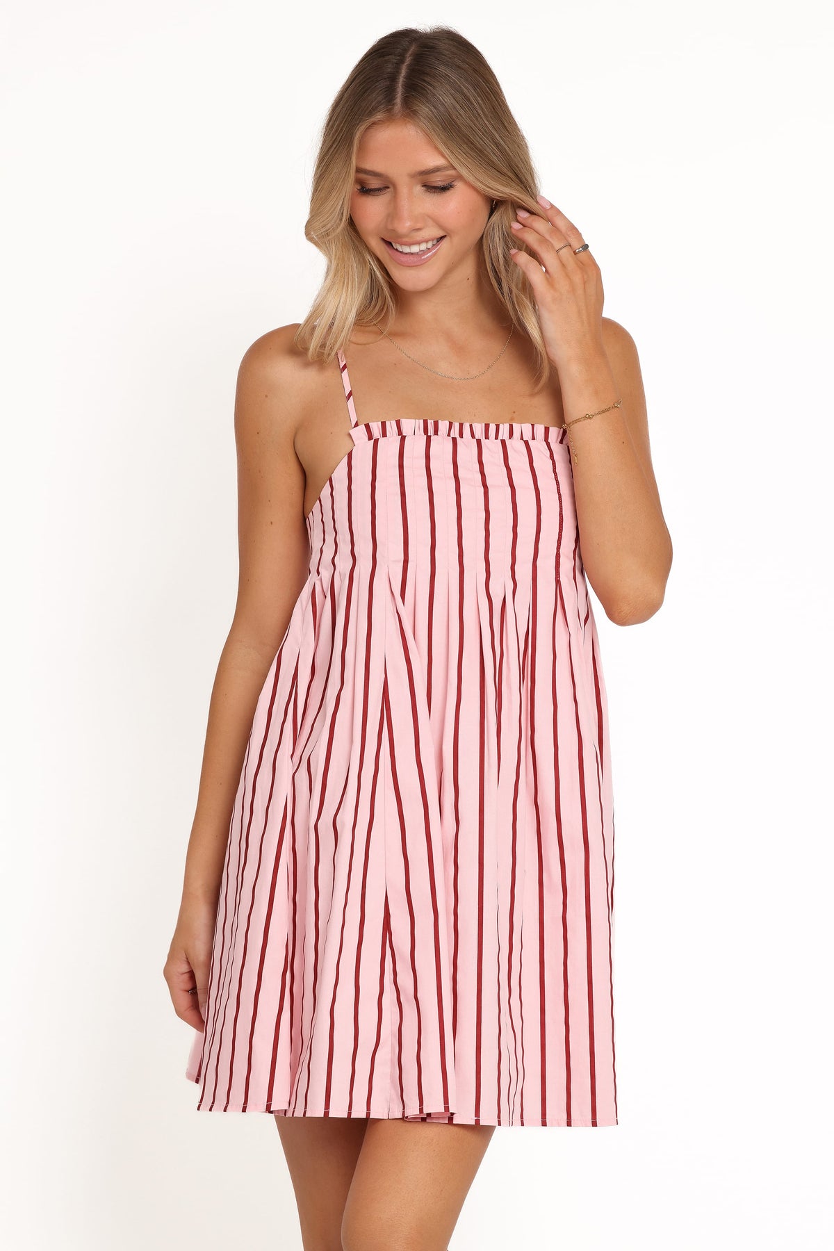 Cole Mini Dress in Pink Stripe – view 2 of 7