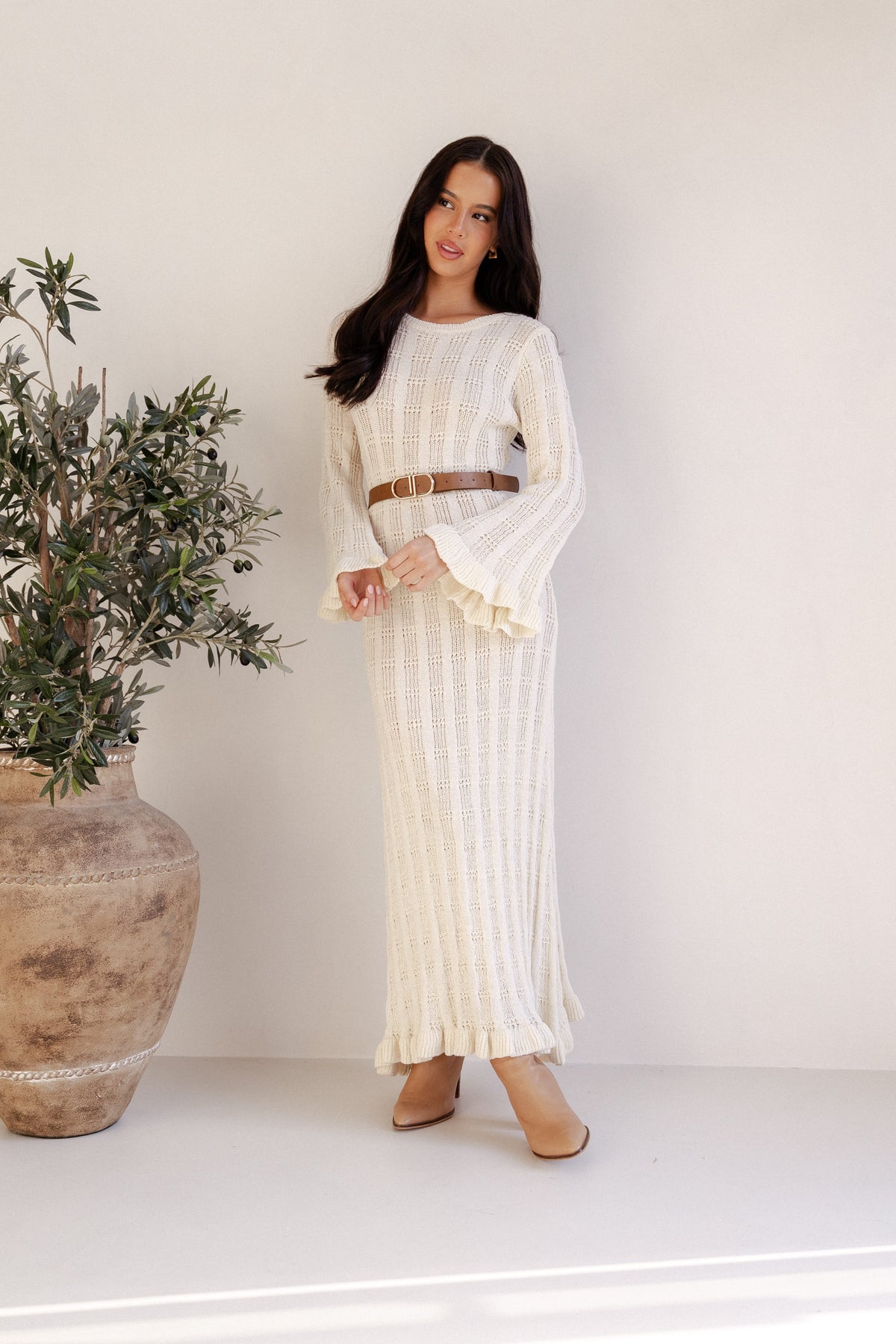 Colter Long Sleeve Maxi Dress in White – view 2 of 10