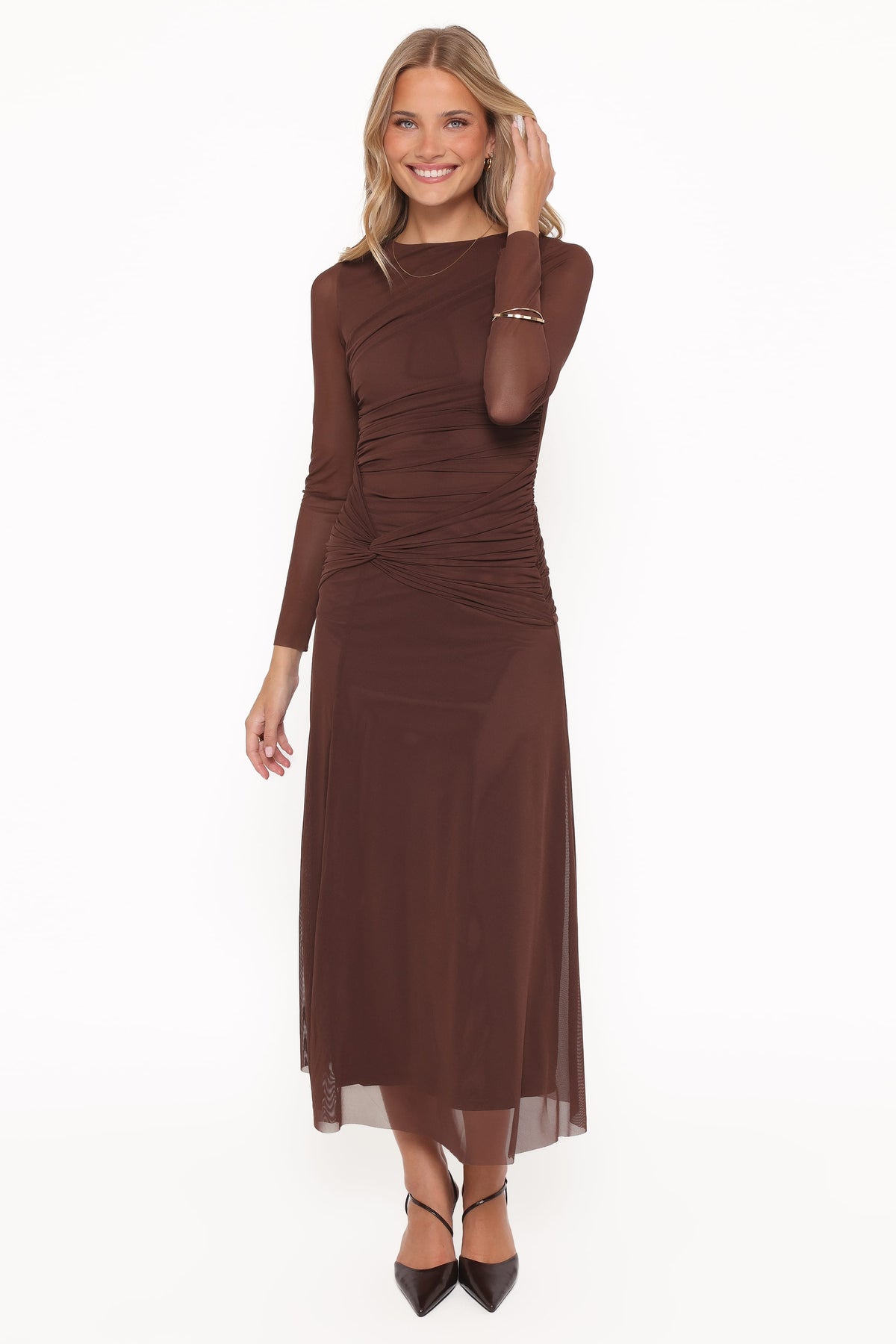 Colton Long Sleeve Maxi Dress in Brown – view 1 of 6